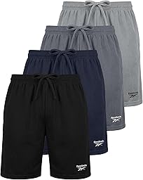 Reebok 4 Pack: Boys’ Athletic Mesh Shorts – Basketball Soccer Running Gym Sports Workout Shorts Kids Teens Youth (6–18)