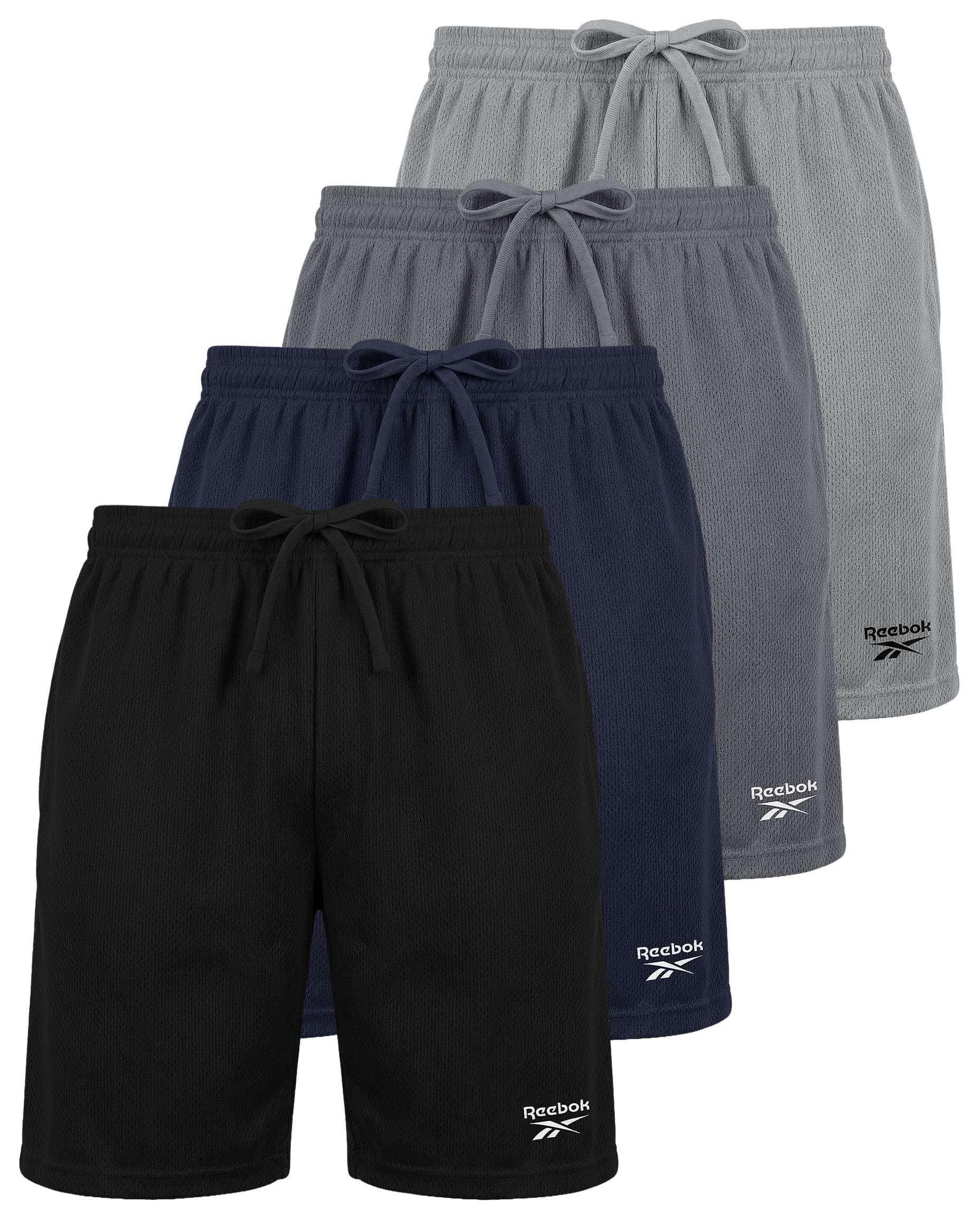 Reebok 4 Pack: Boys’ Athletic Mesh Shorts – Basketball Soccer Running Gym Sports Workout Shorts Kids Teens Youth (6–18)
