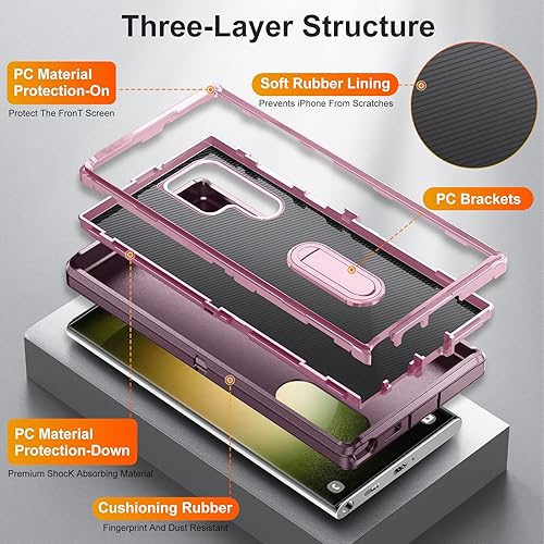 Miniatura 129 de BaHaHoues Funda para Samsung Galaxy S23 Ultra con soporte integrado, a prueba de golpes y caídas de grado militar para Galaxy S23 Ultra 5G