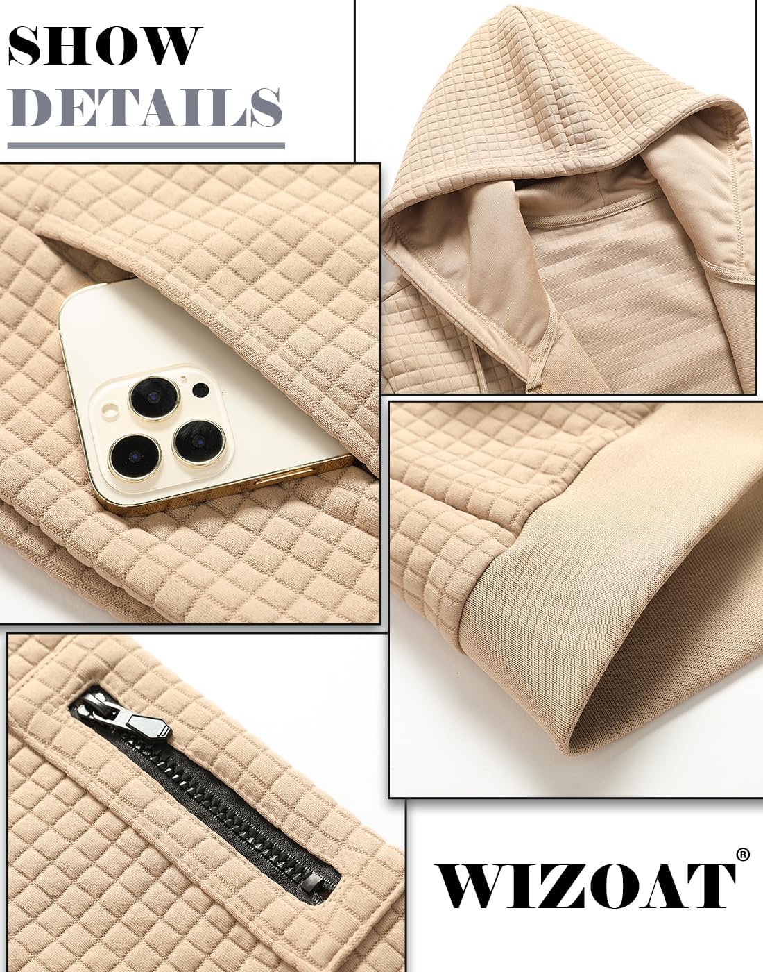 Mens Zip Up Hoodie Full-Zip Sweatshirt Lightweight Loose Fit Hooded Jackets - Image 6