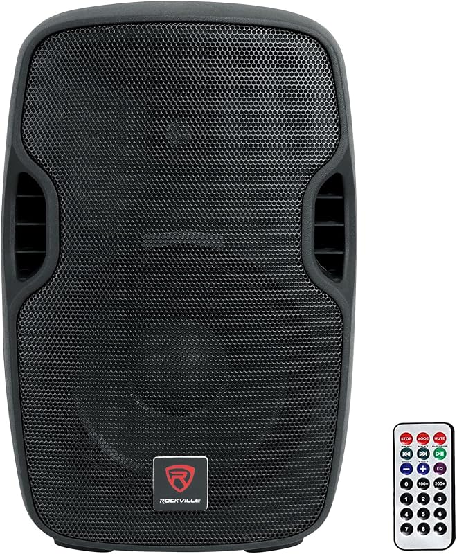BPA10 parlante PA DJ de 10" y 400 W de potencia máxima con Bluetooth, reproductor USB/SD, radio FM, entradas XLR/RCA/1/4"/auxiliar, control remoto, volable y soporte para montaje - para DJ, músicos, eventos | Pico de 400 W, 100 W RMS, reproducción de MP3 USB y SD, entradas de micrófono XLR y de 1/4", RCA y auxiliar de 1/8", salida de línea XLR, ecualizador de 2 bandas
