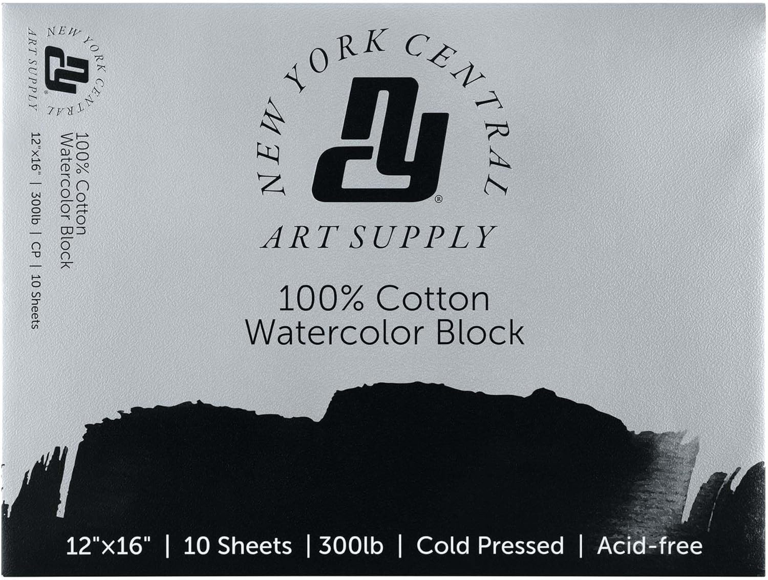 New York Central Watercolor Block, 300 lb Cold Press 12"x16", 10 Total Sheets, Archival Watercolor Paper for Artists, Gelatin Sized, Durable Water Color Paper, Suitable for Wet and Dry Media
