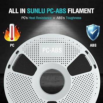 SUNLU PC-ABS 3D Printing Filament 1.75mm 1KG Black, Paint & Plate Ready | PC & ABS Hybrid, High-Strength, Industrial-Grade, Heat-Resistant 3D Filament