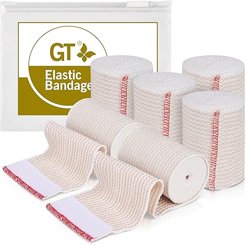 Miniatura 30 de GT Vendaje elástico premium (paquete de 2 unidades de 6 pulgadas) – Sujetadores de velcro en ambos extremos – Rollo de compresión hipoalergénico sin