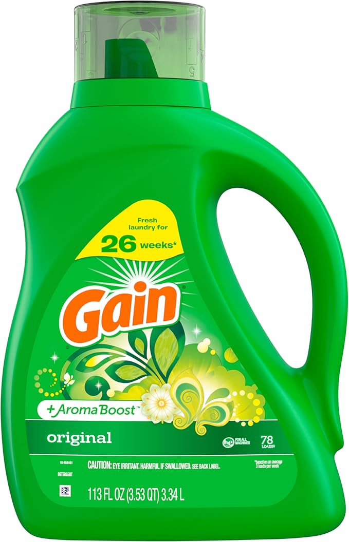 Gain + Aroma Boost Liquid Laundry Detergent, Original Scent, 78 Loads, 113 fl oz, HE Compatible