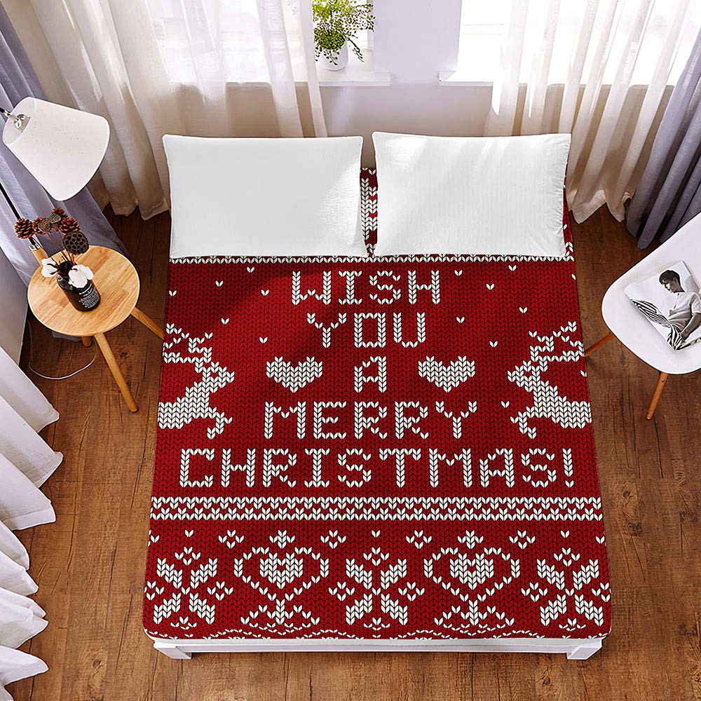 Lenzuolo Sotto Con Angoli Chickw11 3D Natale - Microfibra, Profondità 30 Cm, Singolo/Matrimoniale, Stampa Festiva - 2