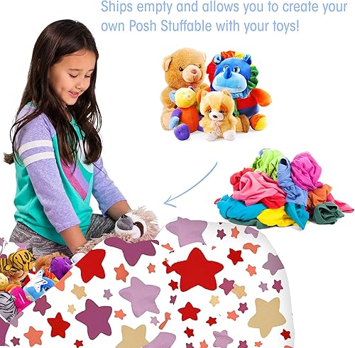 Miniatura 370 de Posh Funda de Silla Puf Rellenable para Almacenamiento de Animales de Peluche para Niños - Organizador de Juguetes Infantiles, Grande-38 - Lona