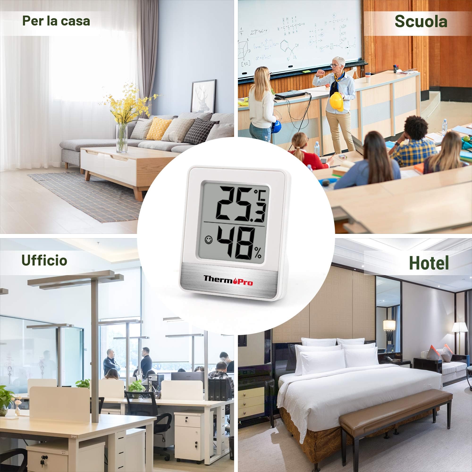 ThermoPro TP49 Mini Igrometro Termometro Digitale Termoigrometro da Interno, Bianco