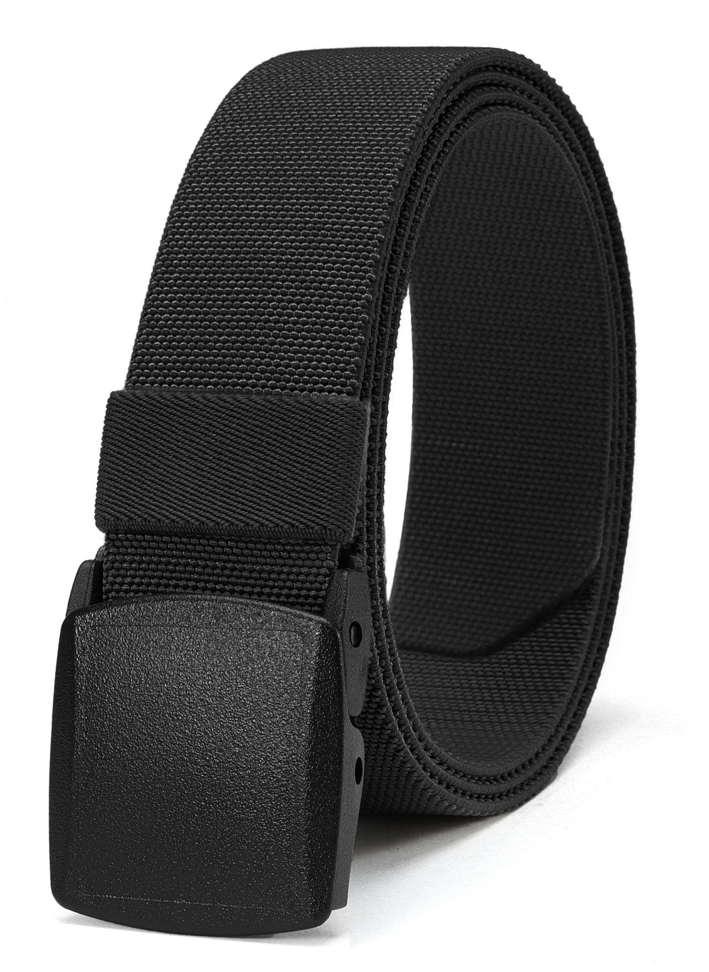 CHAOREN Nylon Elastic Belt Men, 1.5" Stretch Mens Belt with Plastic Buckle TSA Approved, Tactical Belt for Work Casual Jeans