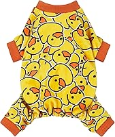 Fitwarm Funny Duck Dog Pajamas - Cute Yellow Velvet Winter Jumpsuit for Small Dogs & Cats, Medium 12-16in Chest