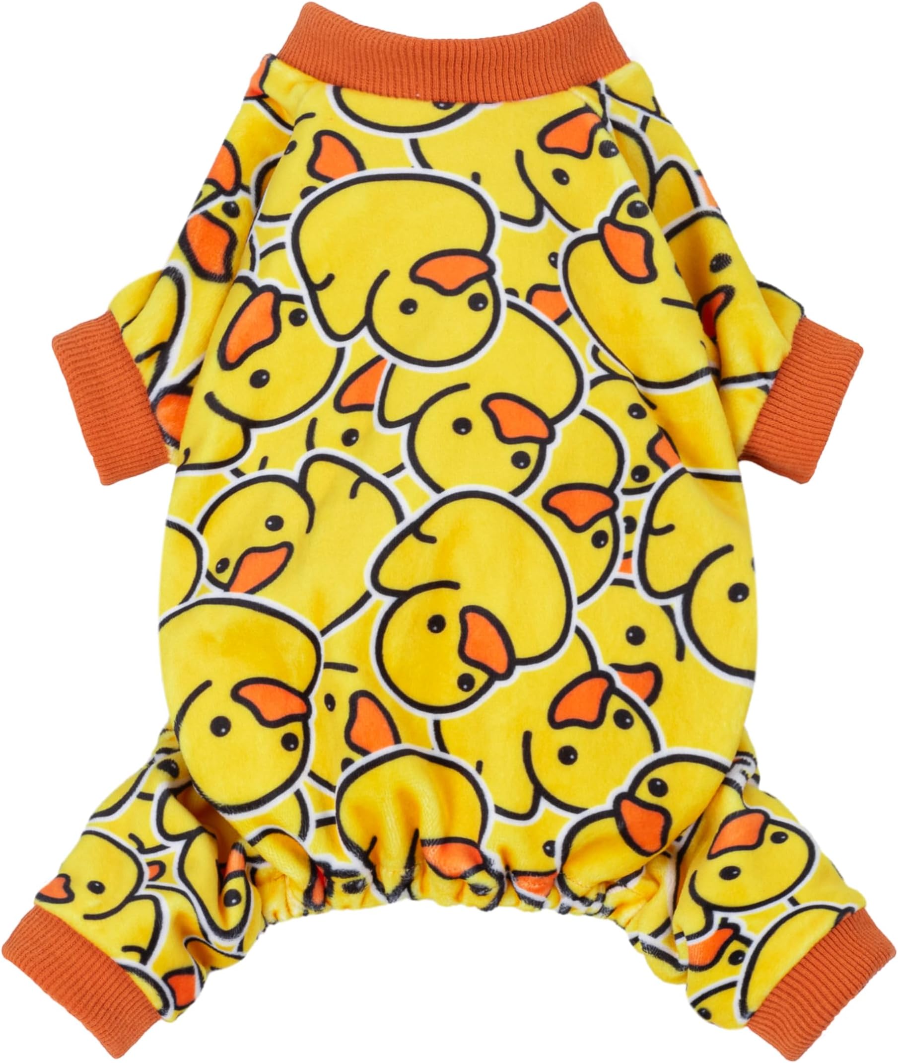 Fitwarm Funny Duck Dog Pajamas, Dog Winter Clothes for Small Dogs Girl, Lightweight Velvet Pet Jumpsuit, Cat Onesie, Yellow, XS