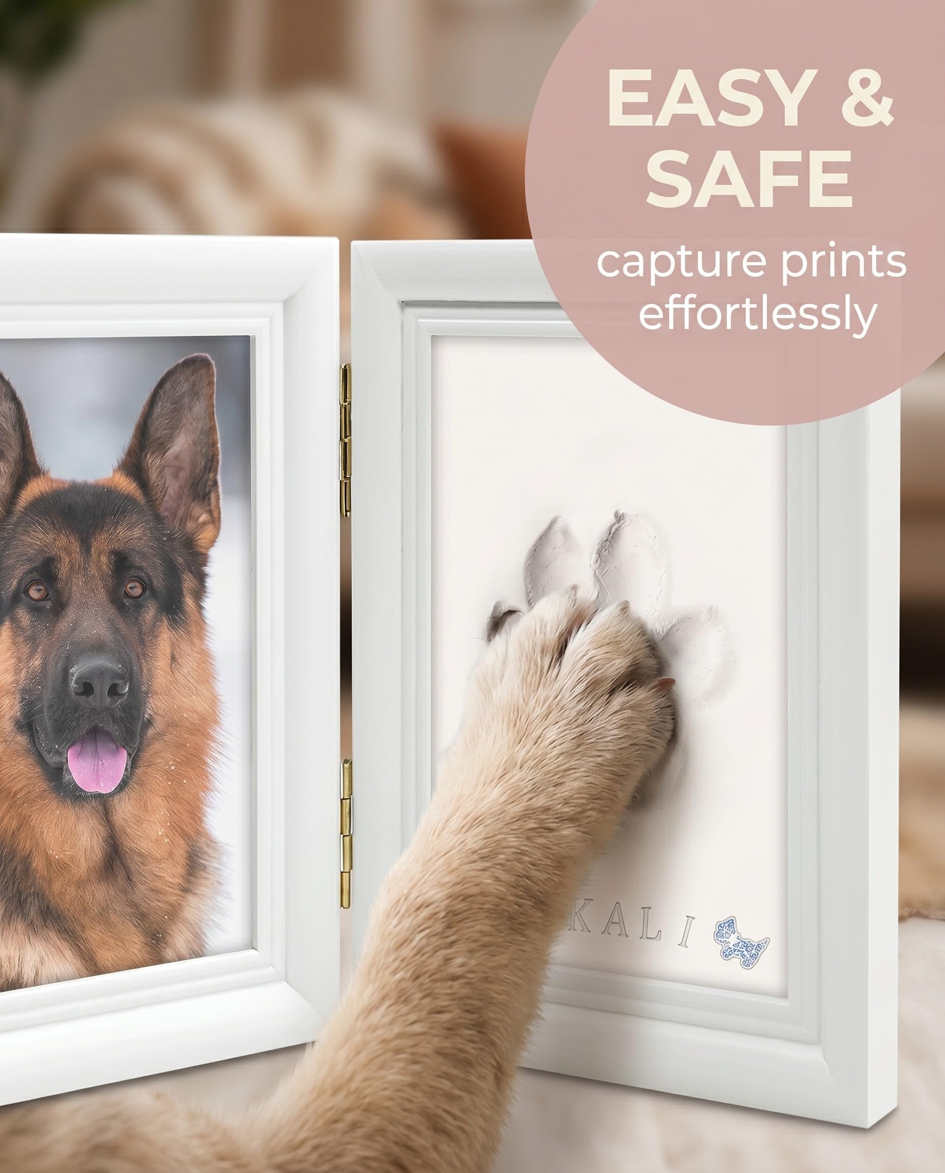 1 Set Impronta Zampa e Calco 3D per Cani Gatti, Kit Fai da Te con Cornice Foto, Crea un Ricordo Indelebile, Regalo Commemorativo