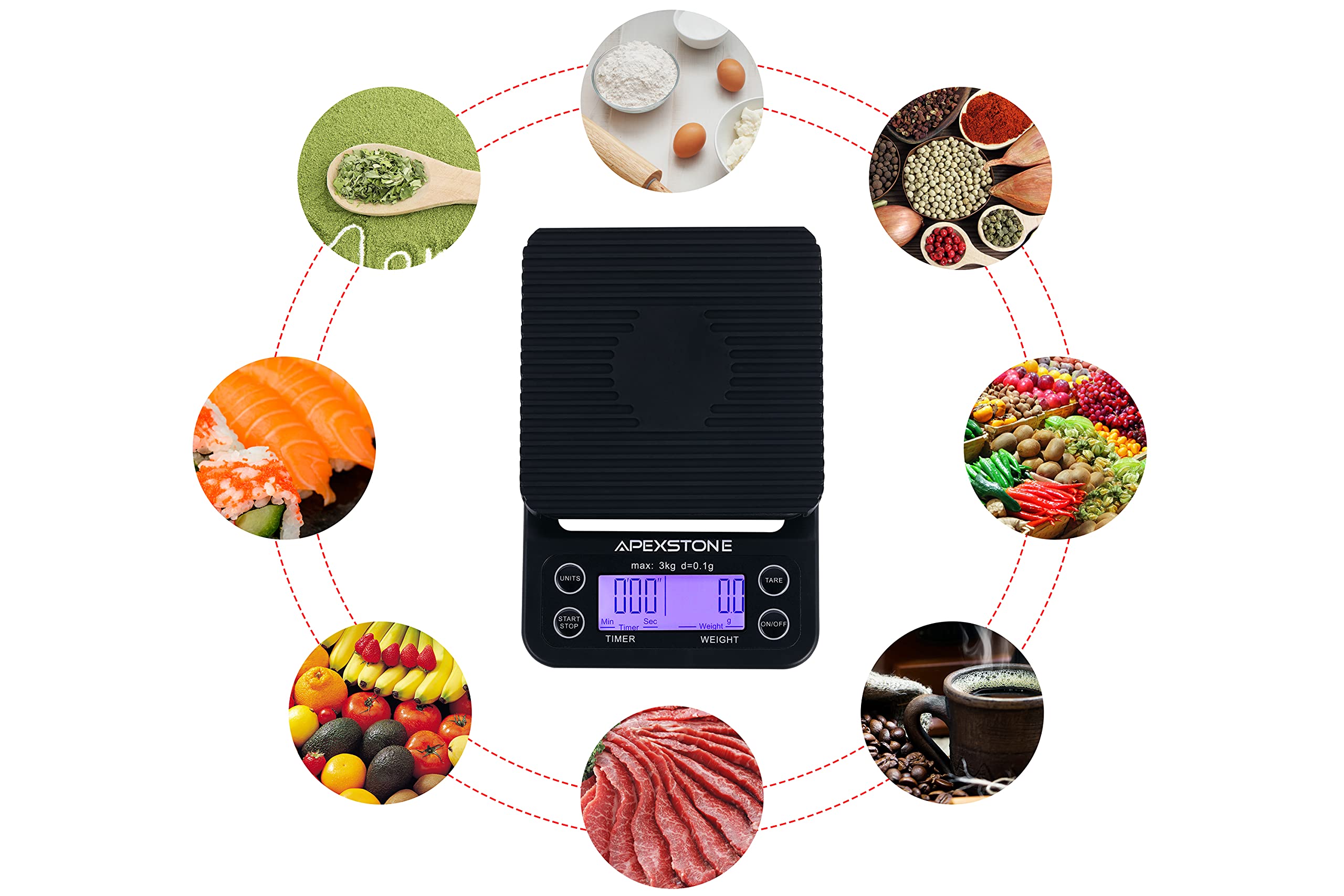 Apexstone Coffee Scale with Timer,Coffee Scale with Timer Small,Pour