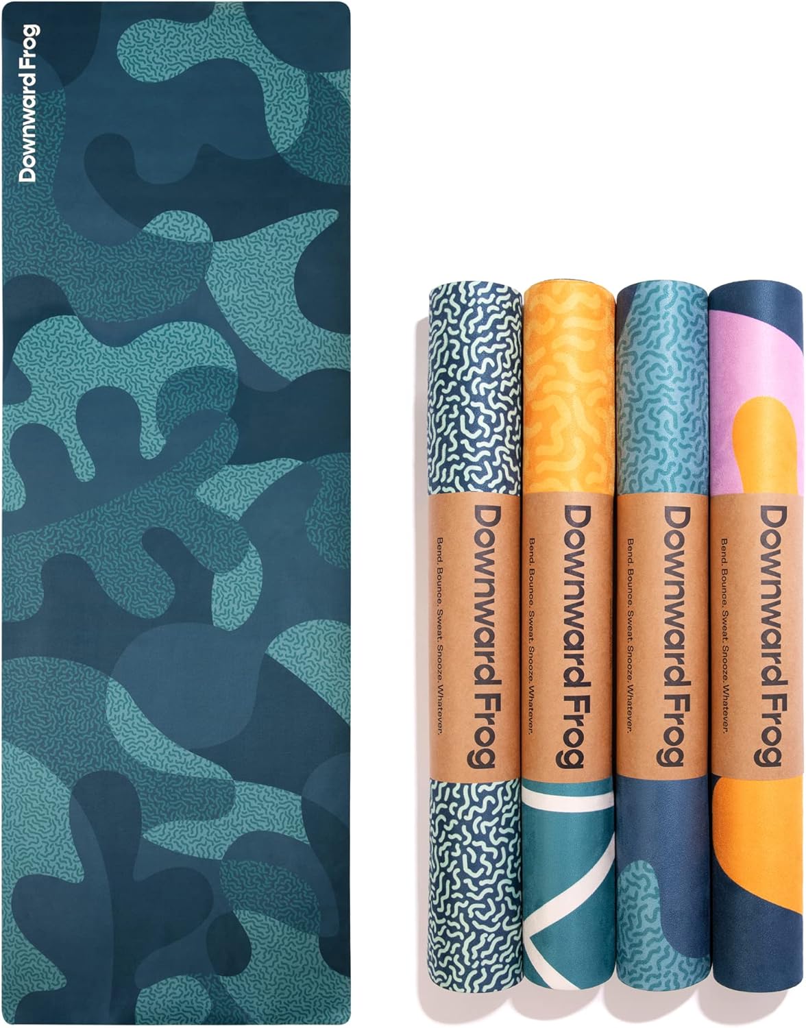 Downward Frog Colourful Patterned Yoga Mat for Bikram, Hot Yoga, Fitness, Pilates & Meditation