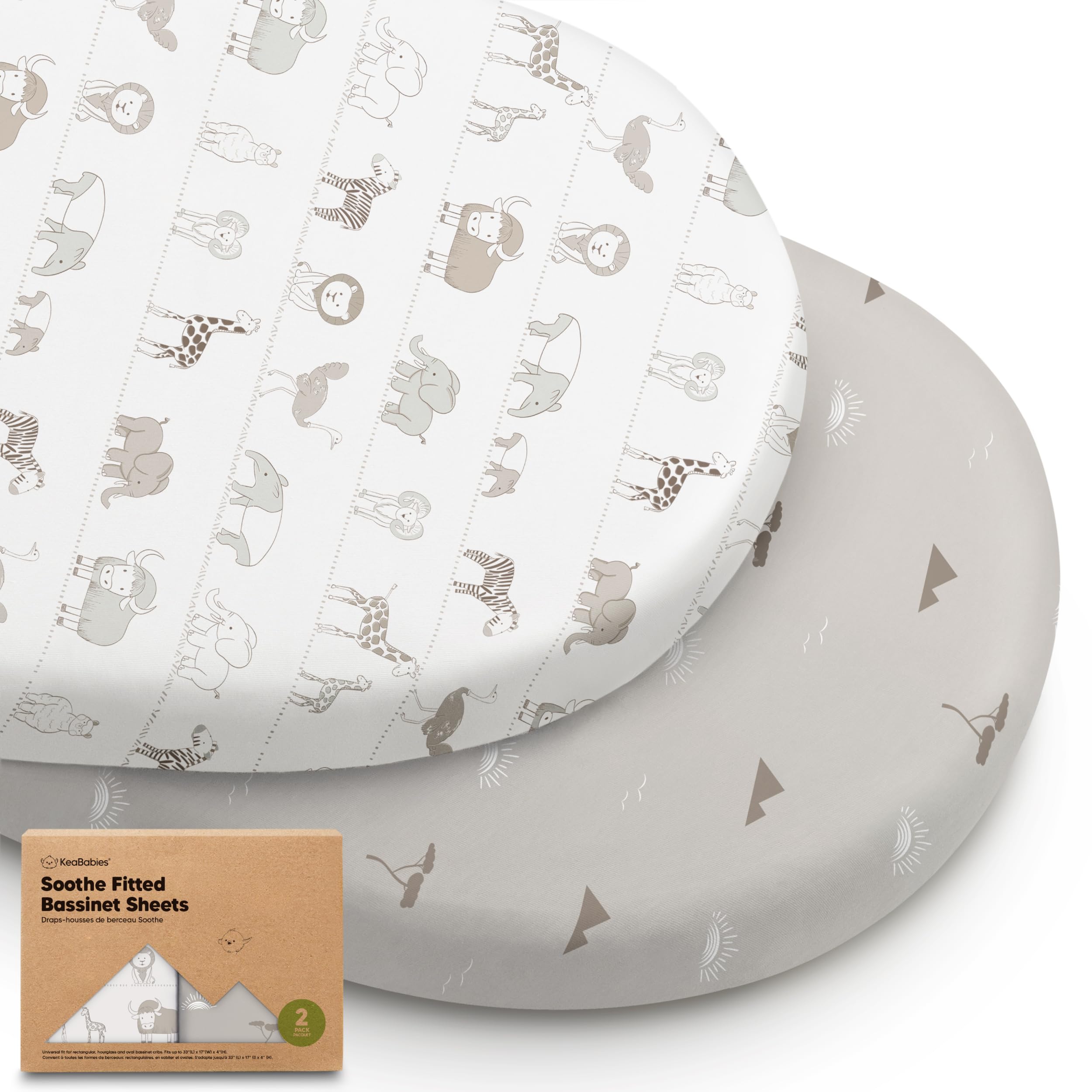 Photo 1 of 2-Pack Organic Bassinet Sheets for Girls, Boys - 100% Cotton Bassinet Mattress Sheets Compatible with Halo Bassinest Swivel Sleeper, Graco,Baby Delight,Chicco,Unisex Fitted Bassinet Sheets (Savannah)