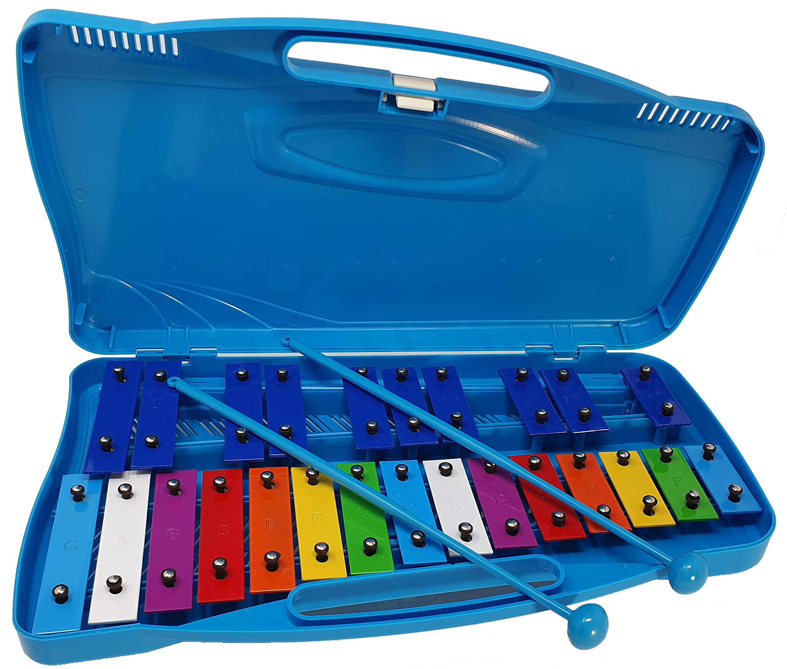 ROCKSTAR - Glockenpiel Carrillón Metalófono Xilófono SG25C3 Cromático, 25 Teclas metálicas con Estuche y Mazas. Instrumento Musical