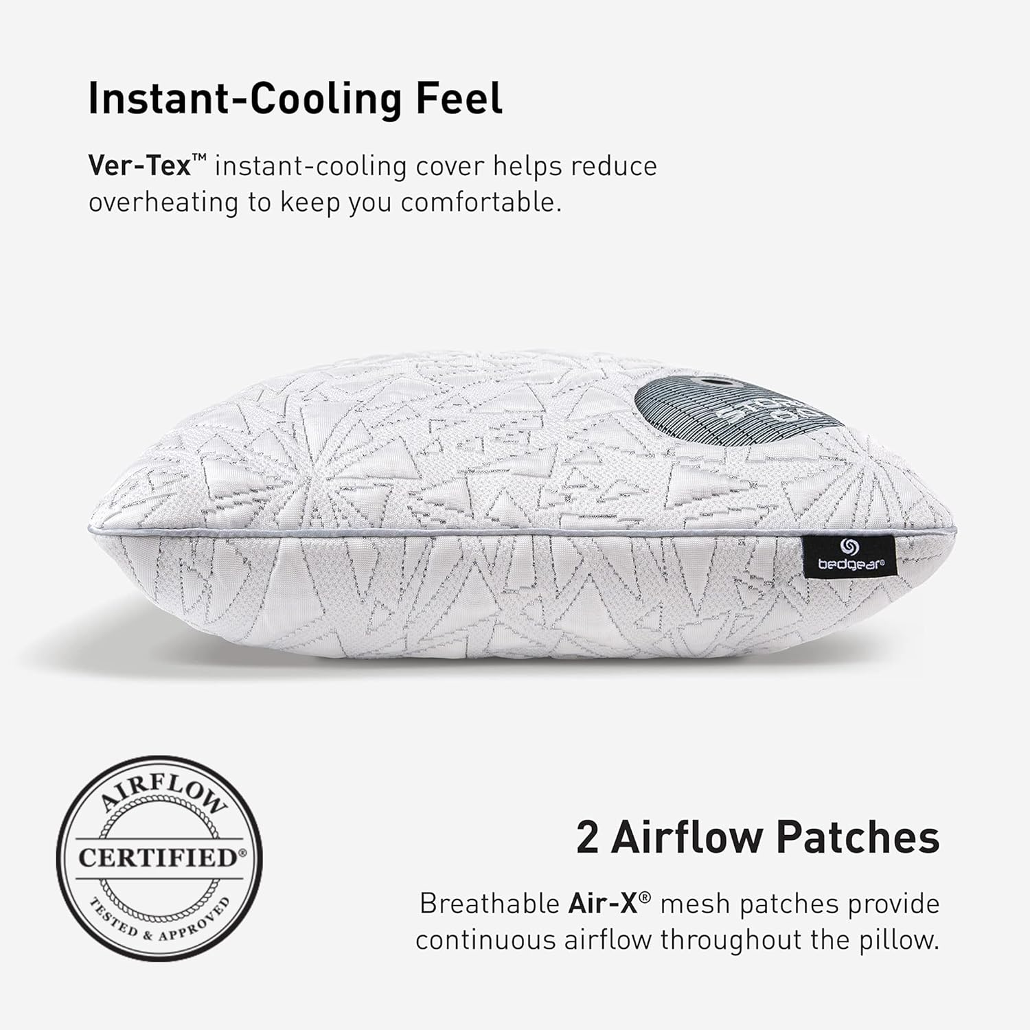 Bedgear Storm Performance Pillow – 0.0 - Cooling Bed Pillow for Hot Sleepers - Medium Firmness Pillow for All Sleep Positions, Washable & Removable Cover - 20" W x 26" L x 4.75" H - Image 3