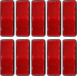 10 PCS Self Adhesive Rectangle Reflectors, Reflective Stick-on Road Safety Sticker with Strong Adhesive, Easy to Install Rear Reflectors for Mailboxes Driveway Trailer Truck (Red)