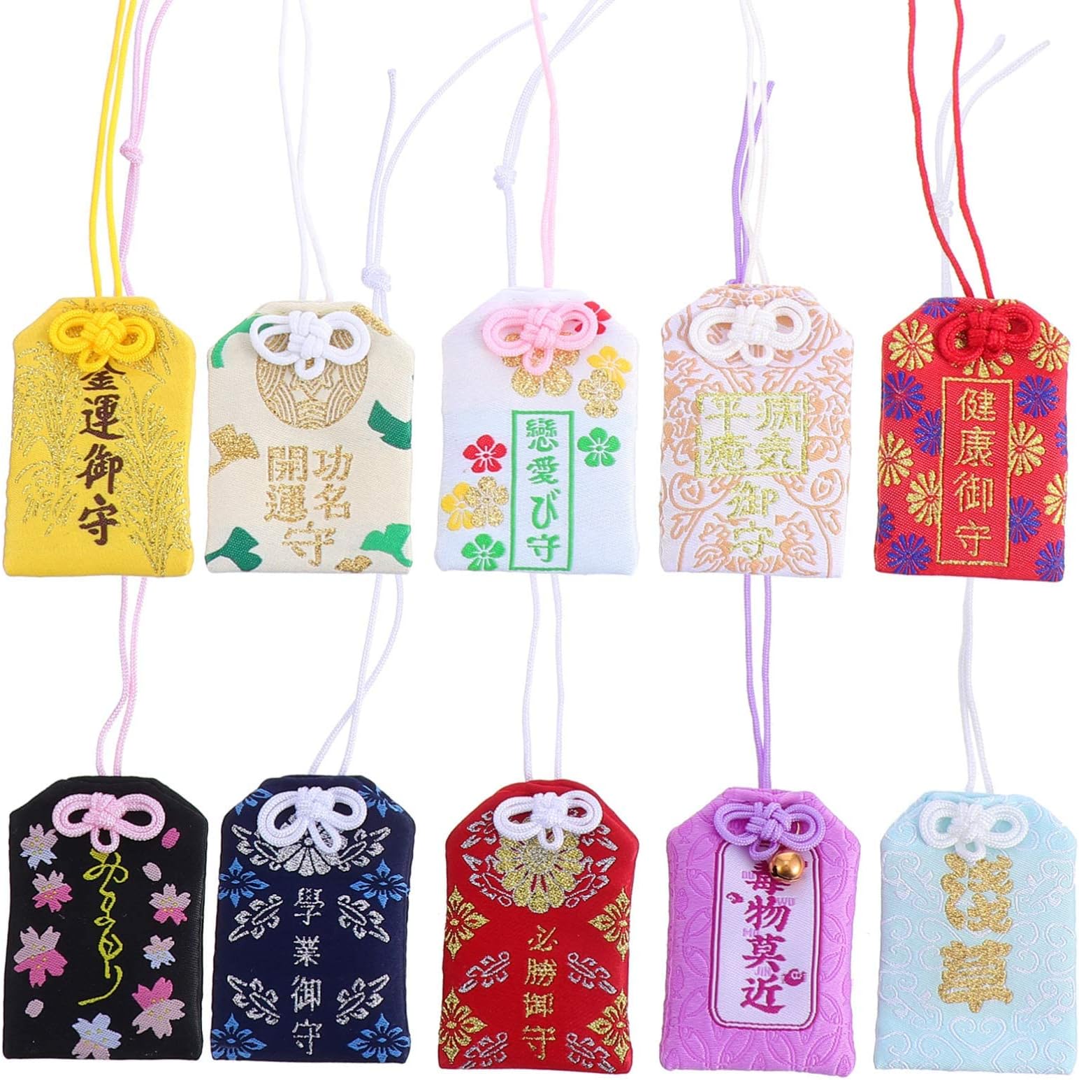 10pcs Japanese Shrine Omamori Sachet Lucky Amulet Charms for Health Education Love Success Traffic Safety Good Luck Charm Bring Good Luck
