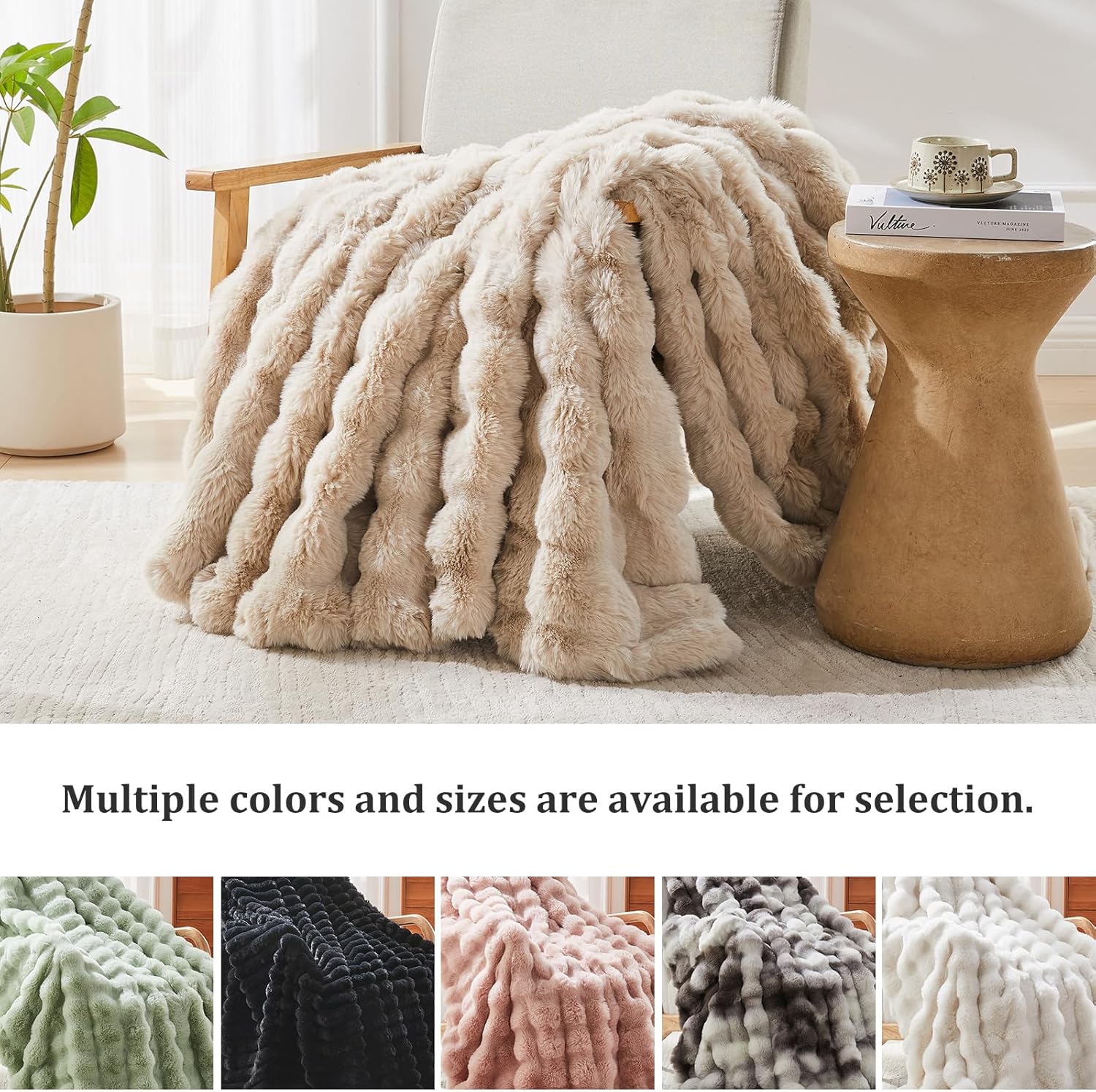 Faux Fur Throw Blanket for Couch, 1000 GSM Cozy Fuzzy Fluffy Soft Plush Thick Bubble Sherpa Blanket for Sofa Bedroom Living Room, Mothers Day Birthday Gifts for Women Home Decor - Image 9