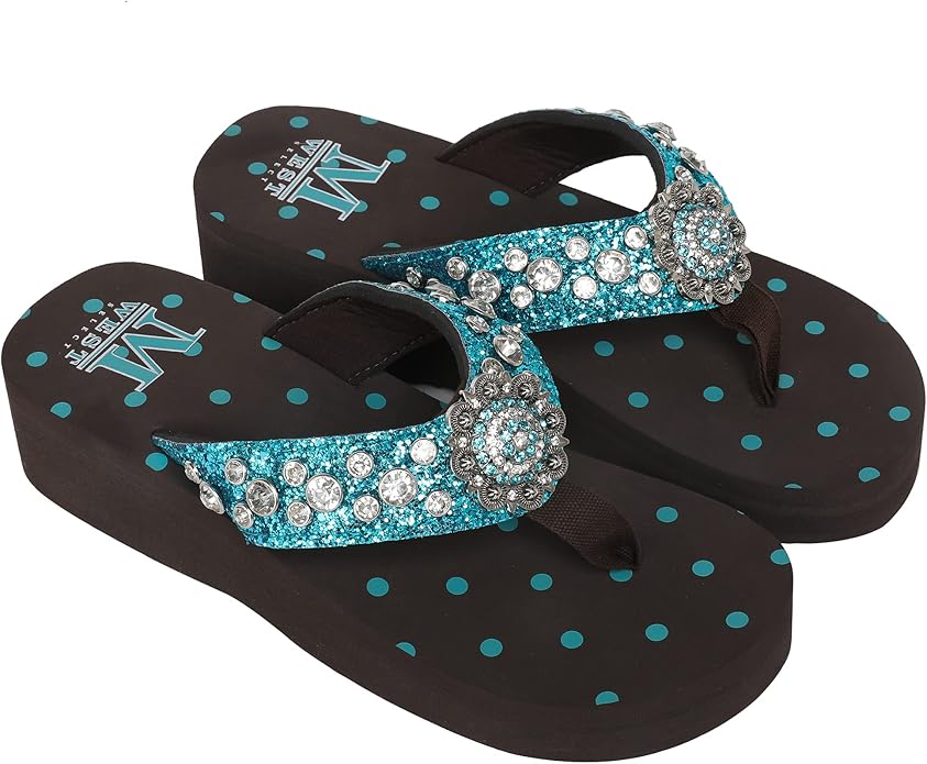 Montana West Flip Flops for women Wedge Flip Flops Western Wedge Sandals Bling Flip Flops Beach Sandals