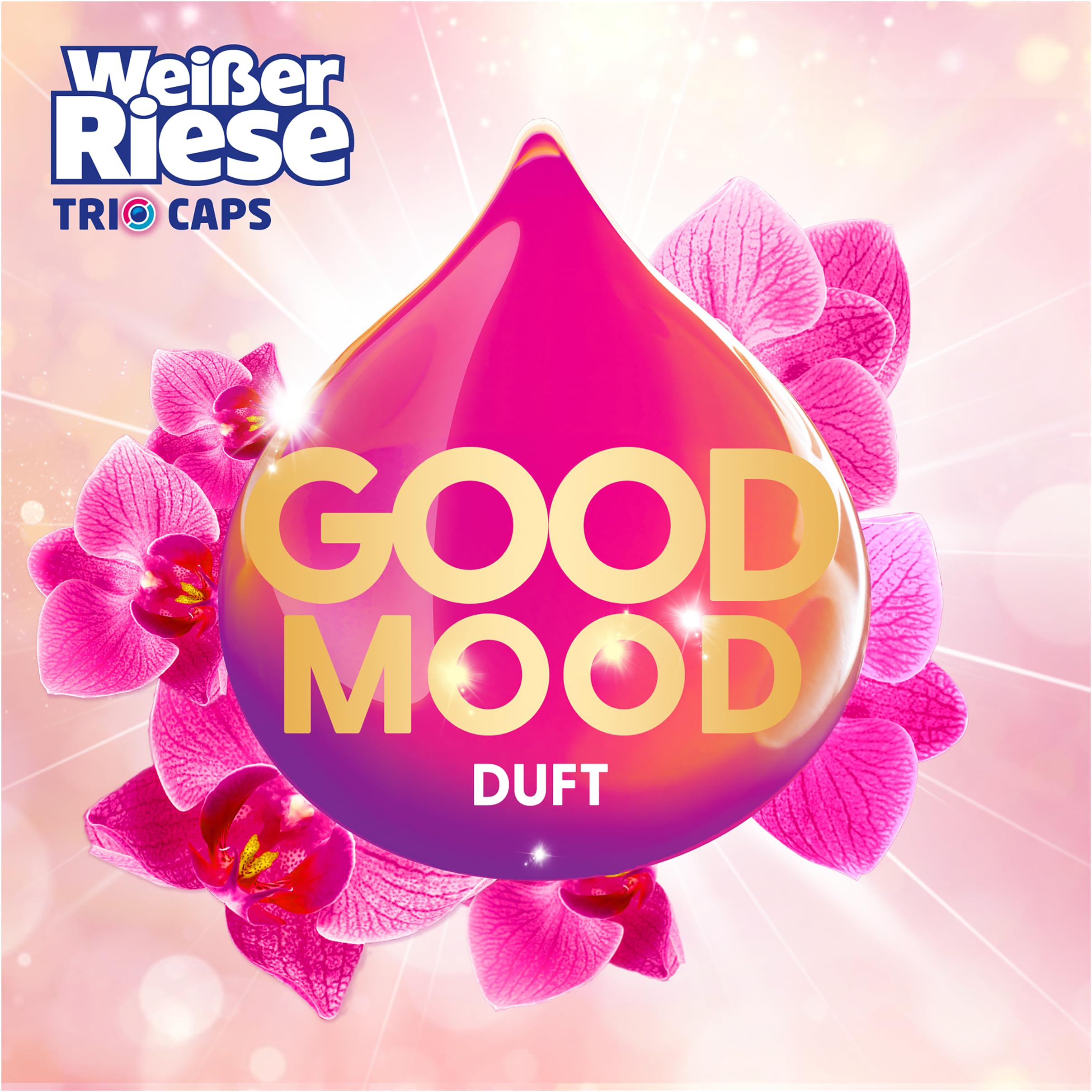 Weißer Riese Color Trio-Caps Aromatherapie Orchidee (120 Waschladungen), Color Waschmittel mit Good Mood-Duft für ein riesig langes Dufterlebnis und strahlend saubere Wäsche, 100% recycelbar