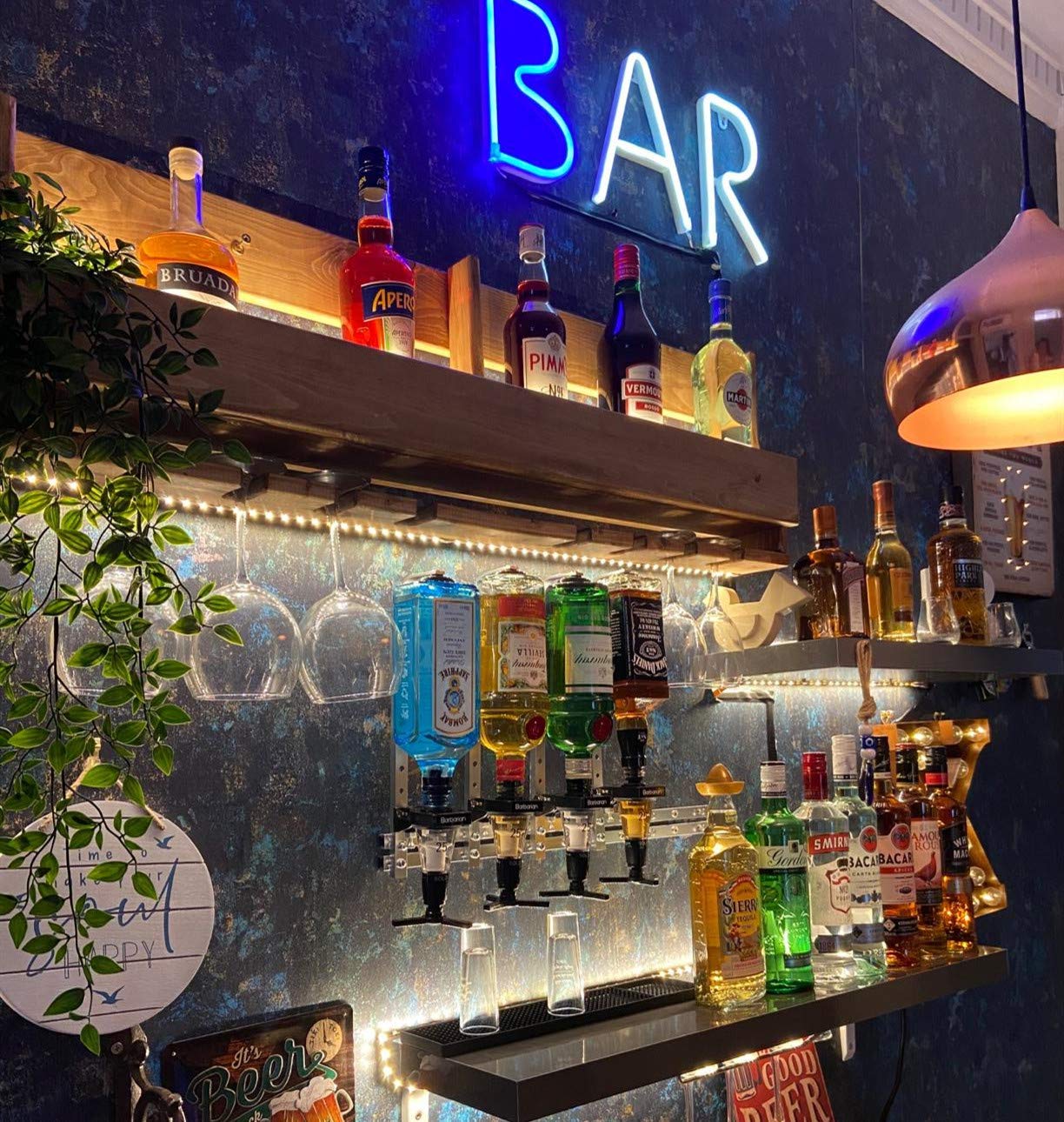 3 Bottle Optics for Spirits, DynaLiving Bar Optics Wall Mounted Wine