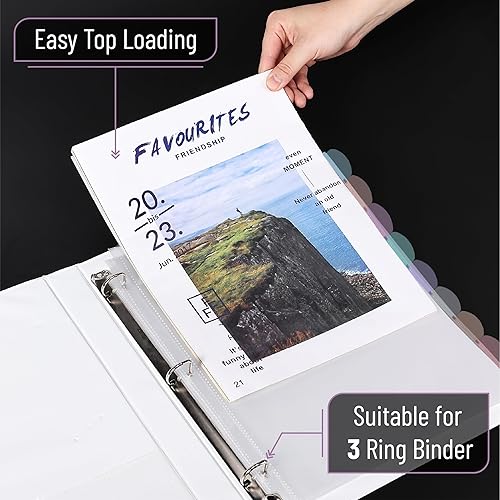 Miniatura 12 de Mr. Pen - Protectores de hojas transparentes con pestañas, 8 pestañas, 2 juegos, divisores de plástico transparente para carpeta de 3 anillas