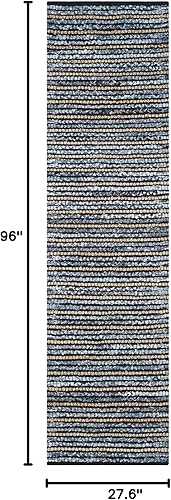 Miniatura 2 de SAFAVIEH Cape Cod Collection - Alfombra de pasillo, 2 pies 3 pulgadas x 8 pies, azul y natural, tejido plano trenzado de yute y algodón, hecho a
