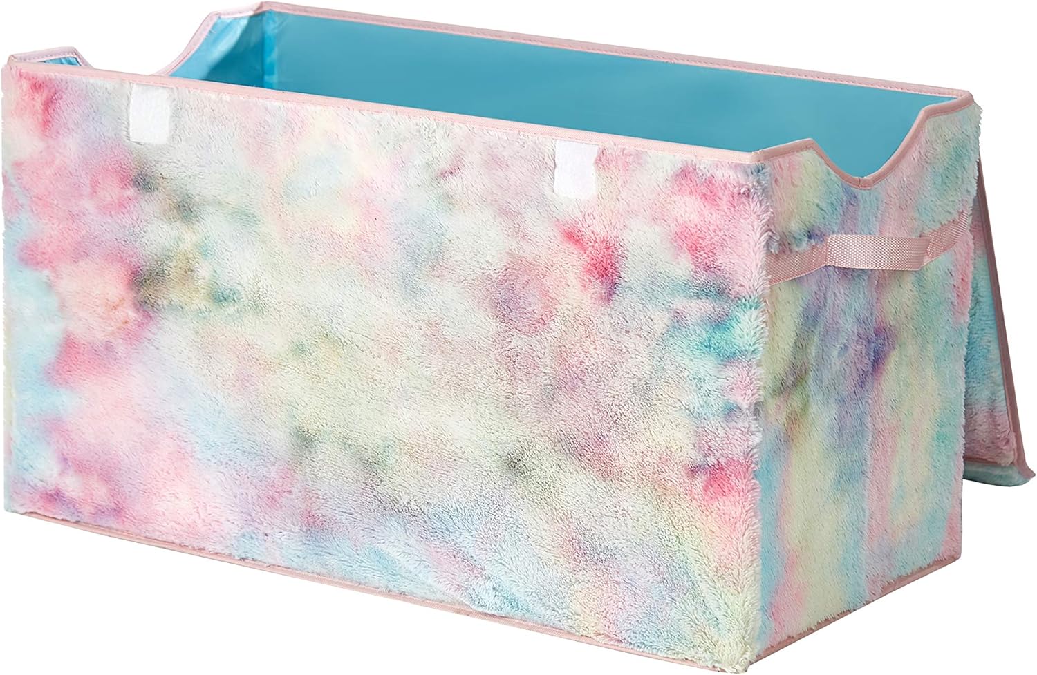 Heritage Kids Sorbet Dream Faux Fur Collapsible Toy Storage Trunk, 28" W, Tie Dye Rainbow Fur