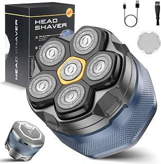 Journeyside Afeitadora Cabeza Calva,Afeitadora Cabeza Hombre, Afeitar Cabello Hombre Impermeable IPX7,6D Afeitar Eléctrica Flotante Flexible, Uso Seco y Húmedo,Con Pantalla LED Bloqueo de Viaje
