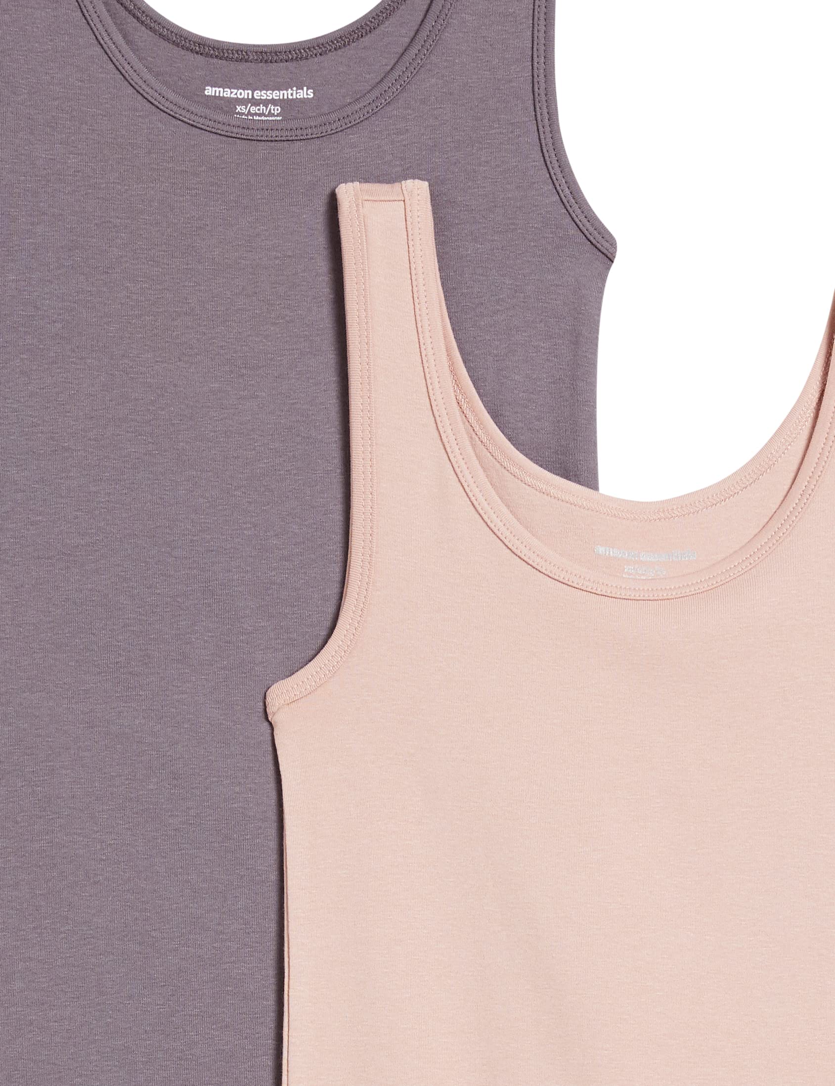 Amazon Essentials Canottiera vestibilità Aderente Donna, Pacco da 2