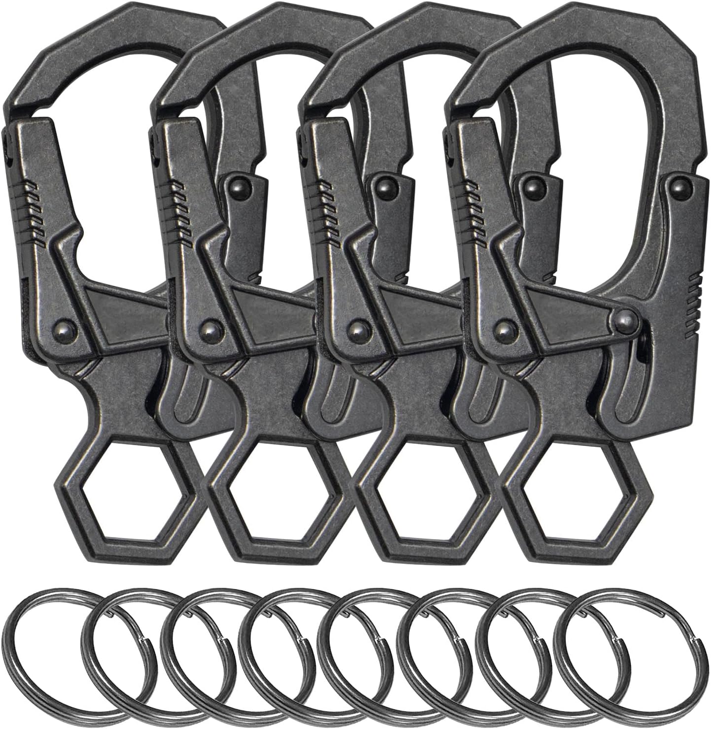 Ahiller Double Locking Carabiner Clip - Zinc Alloy Mens Keychain with Key Rings,Heavy Duty Multitool Carabiner for Keys Camping Sports Hiking Backpack