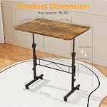 Bureau permanent, 32 Bureau de stand up de pouce mobile, Hauteur réglable, Bureaux roulants portables avec roues,Petite table debout pour la marche, Ordinateur portable, Rustique Brown