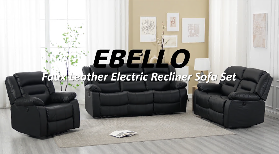 Sillón estándar reclinable marrón con cuero sintético miniatura 7