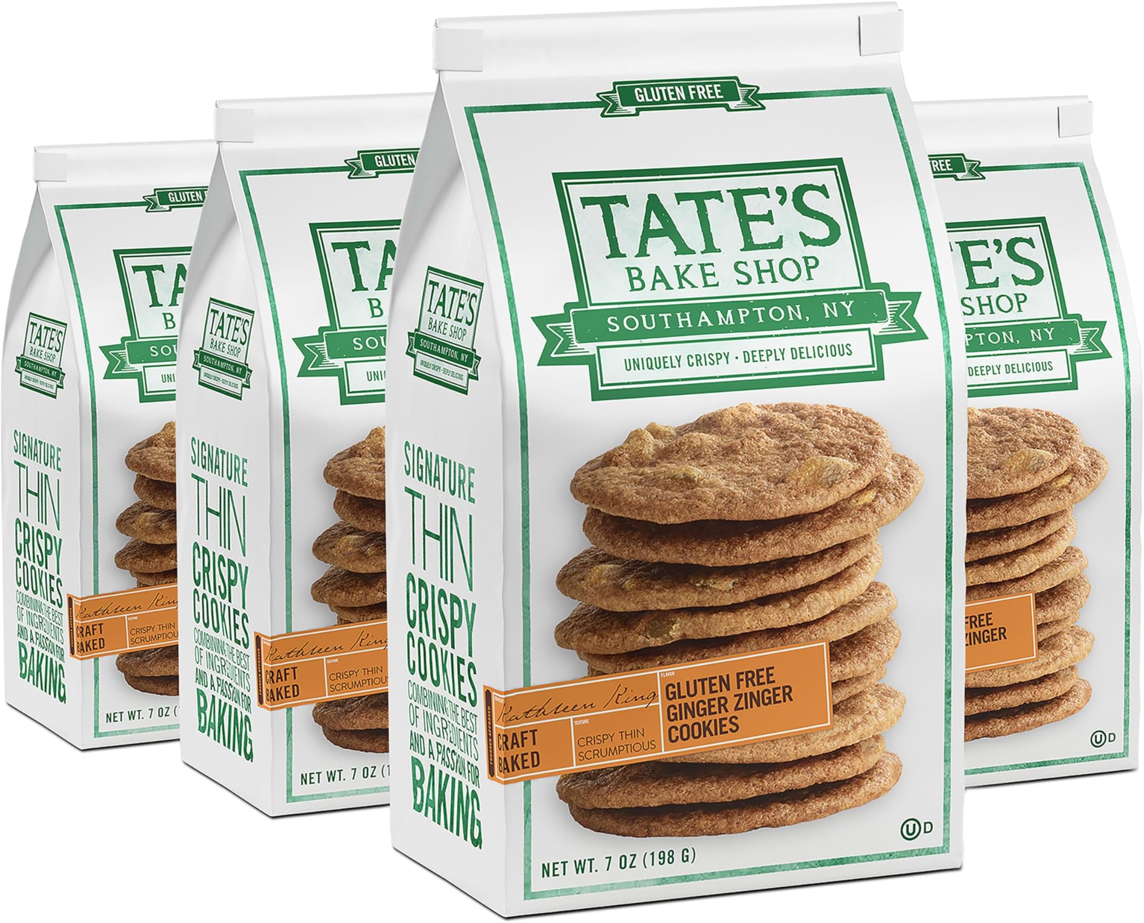 Tate's Bake Shop Gluten Free Ginger Zinger Cookies, 4-7 oz Bags