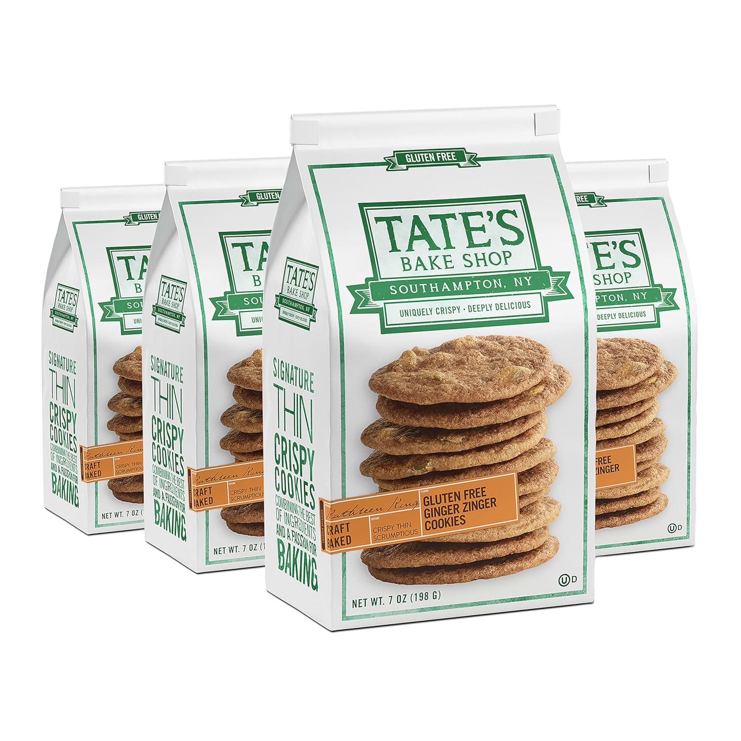 Tate's Bake Shop Gluten Free Ginger Zinger Cookies, 4-7 oz Bags