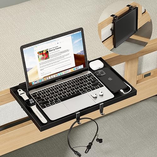 Estante plegable para mesita de noche, estante de metal con clip para litera superior, bandeja de mesa auxiliar de cama resistente para dormitorio