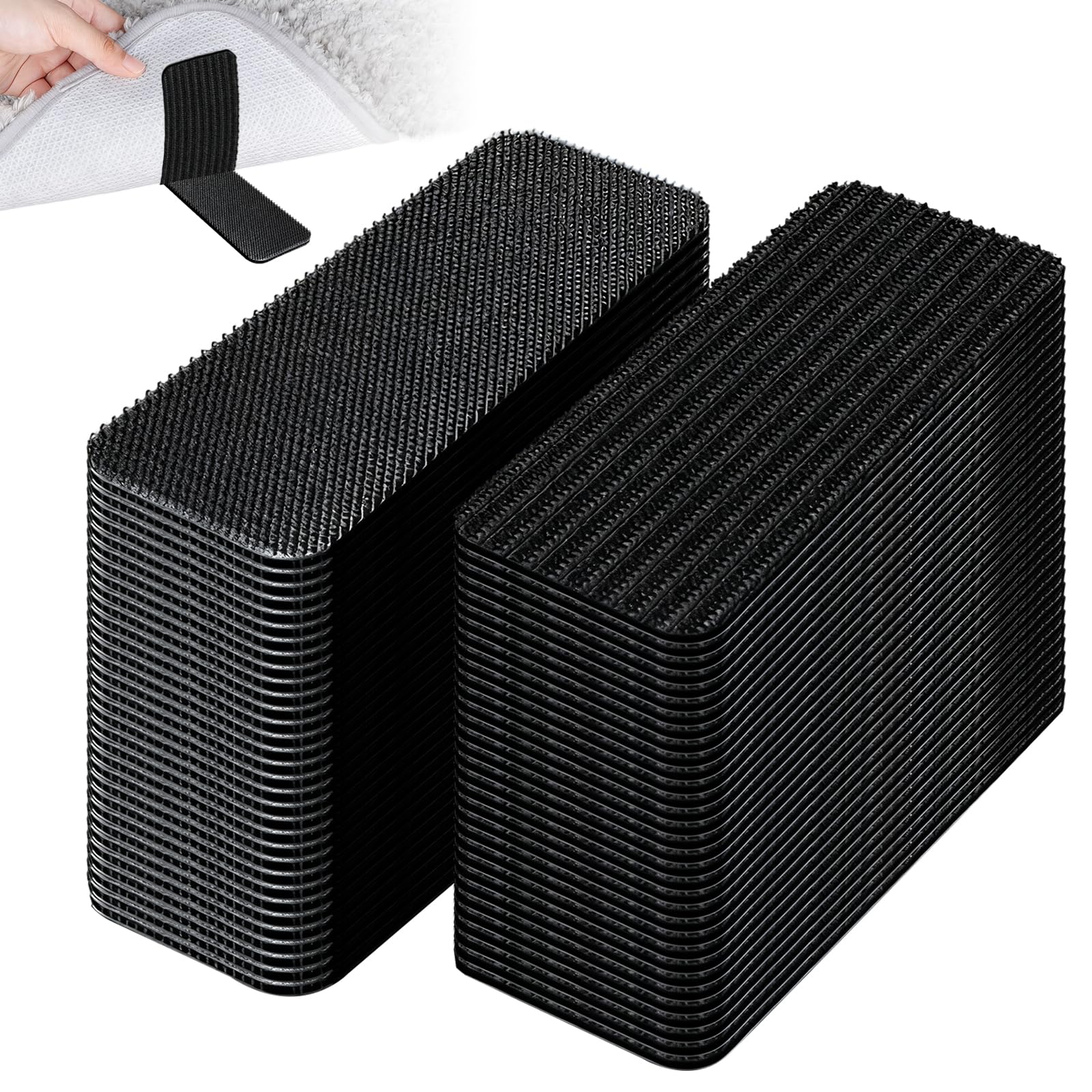 Rug Gripper, 32 PCS Anti-Slip Carpet Grips, Washable Reusable Vacuum Tech Rug Stickers for Wooden & Hard Floors All Rug Types & Sizes(30 * 100mm)