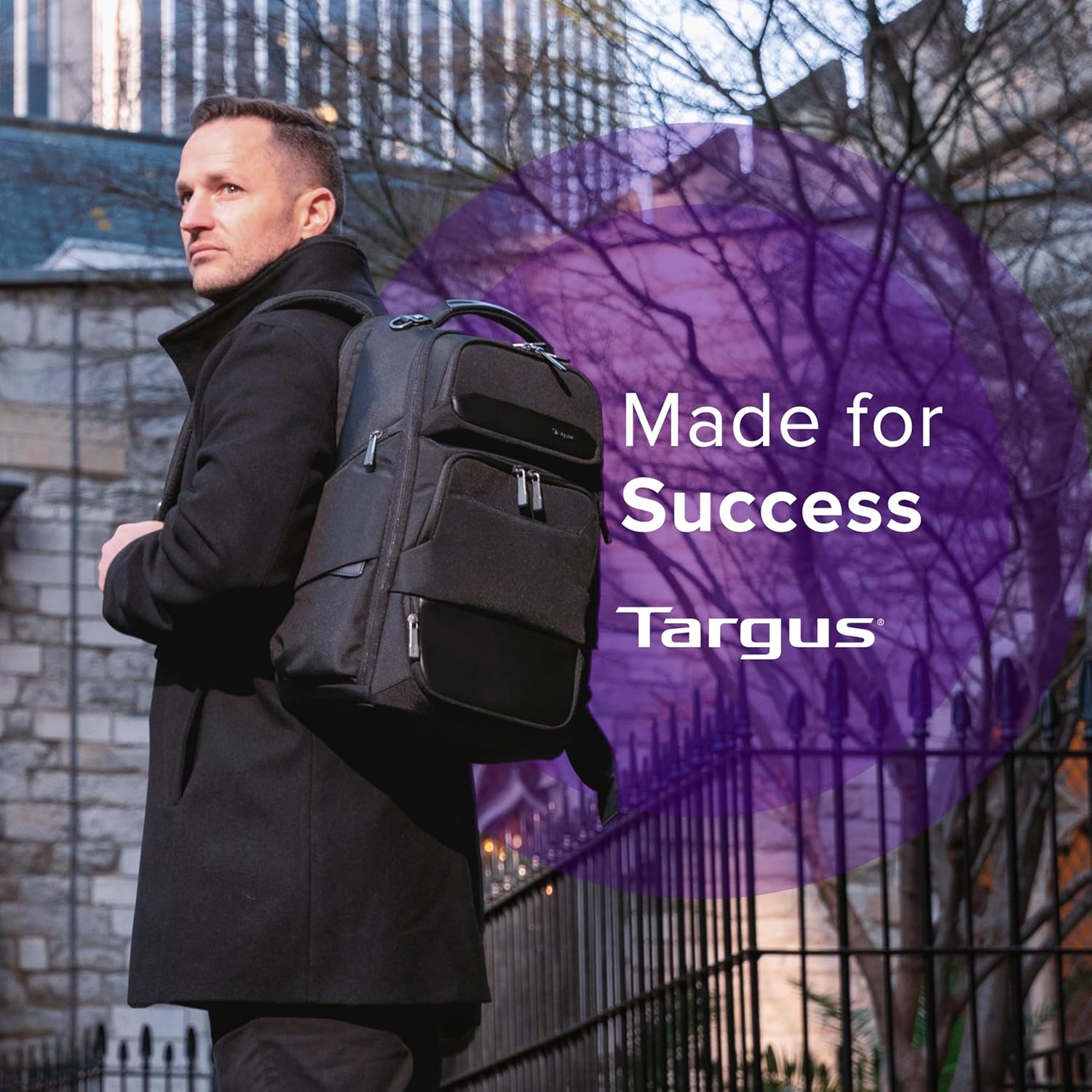 Targus 15-16 Inch Heritage Luxe Backpack, Professional Laptop Backpack with Padded Laptop Compartment, Ergonomic Shoulder Straps, Water-Resistant Fabric, Spacious Storage, Black (TBB656GL)