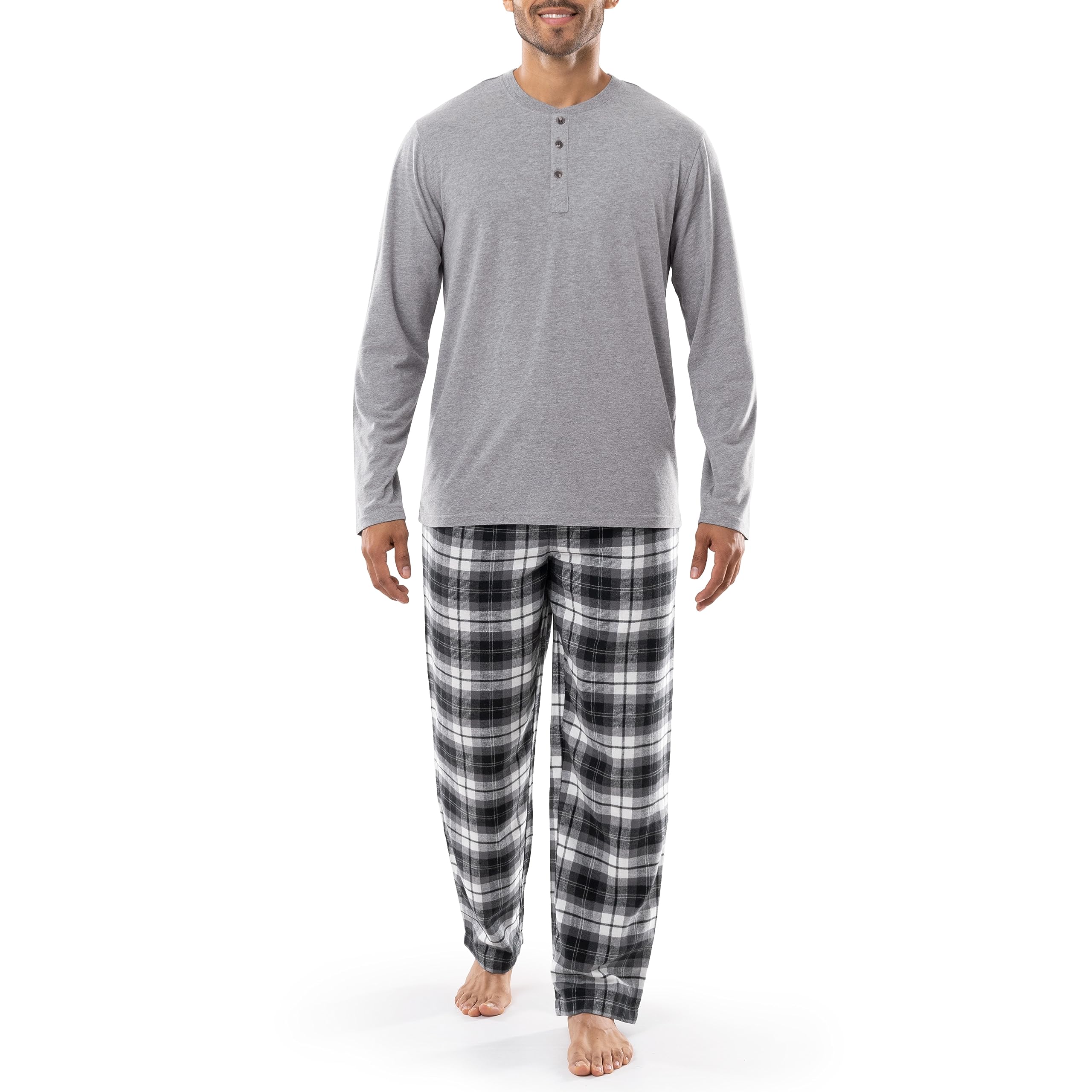 izod Men's Jersey Henley and Flannel Pant Set-picture-15