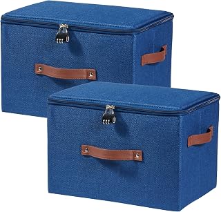 2PCS Lockable Storage Bins Box with Zipper Lid Combination Lock