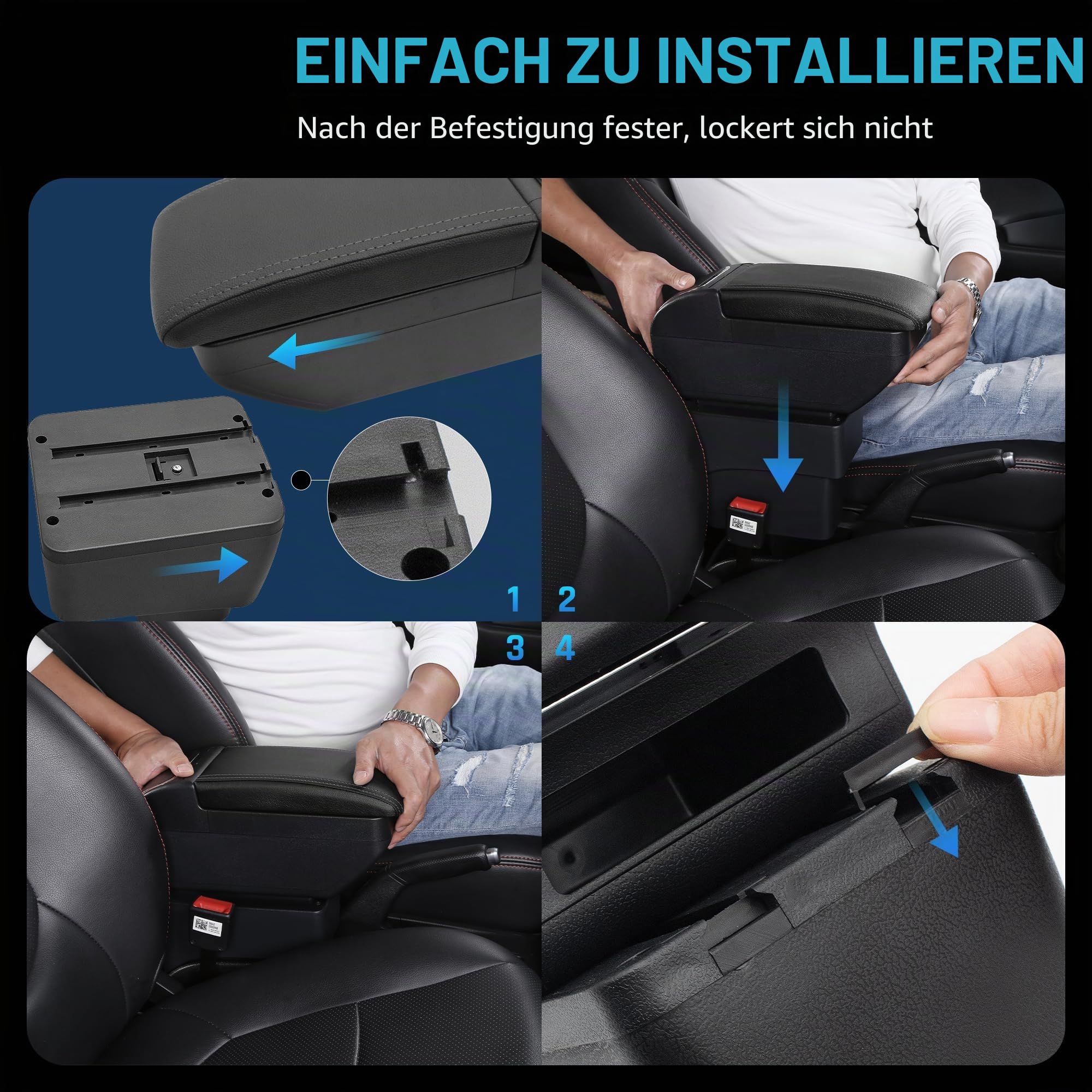 Auto Armlehne für Renault Dacia Duster I 2010-2015 Doppelschicht Mittelkonsole Große Aufbewahrungsbox mit Becherhalter Zubehör Schwarz