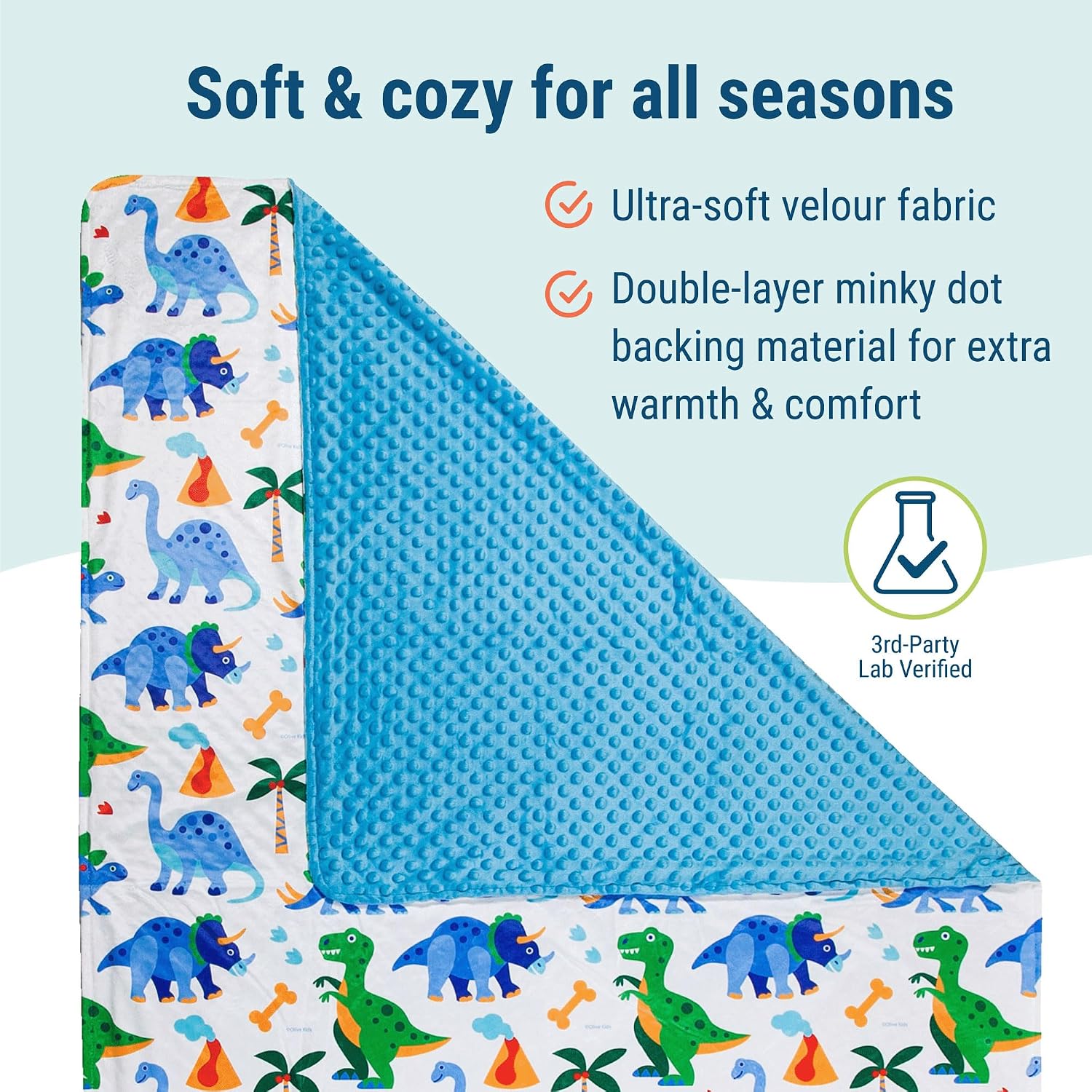 Wildkin Plush Throw Blanket – Soft & Cozy Comfort, Ideal for Toddlers, Travel & Daycare - Dinosaur Land
