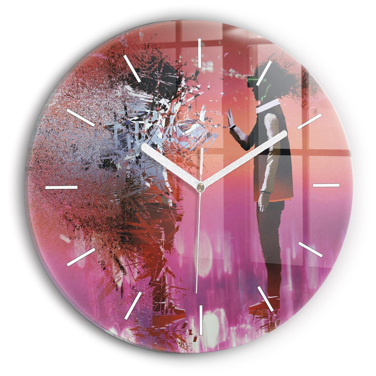 Horloge en verre 30 cm Wallfluent style élégant pour décorer le bureau