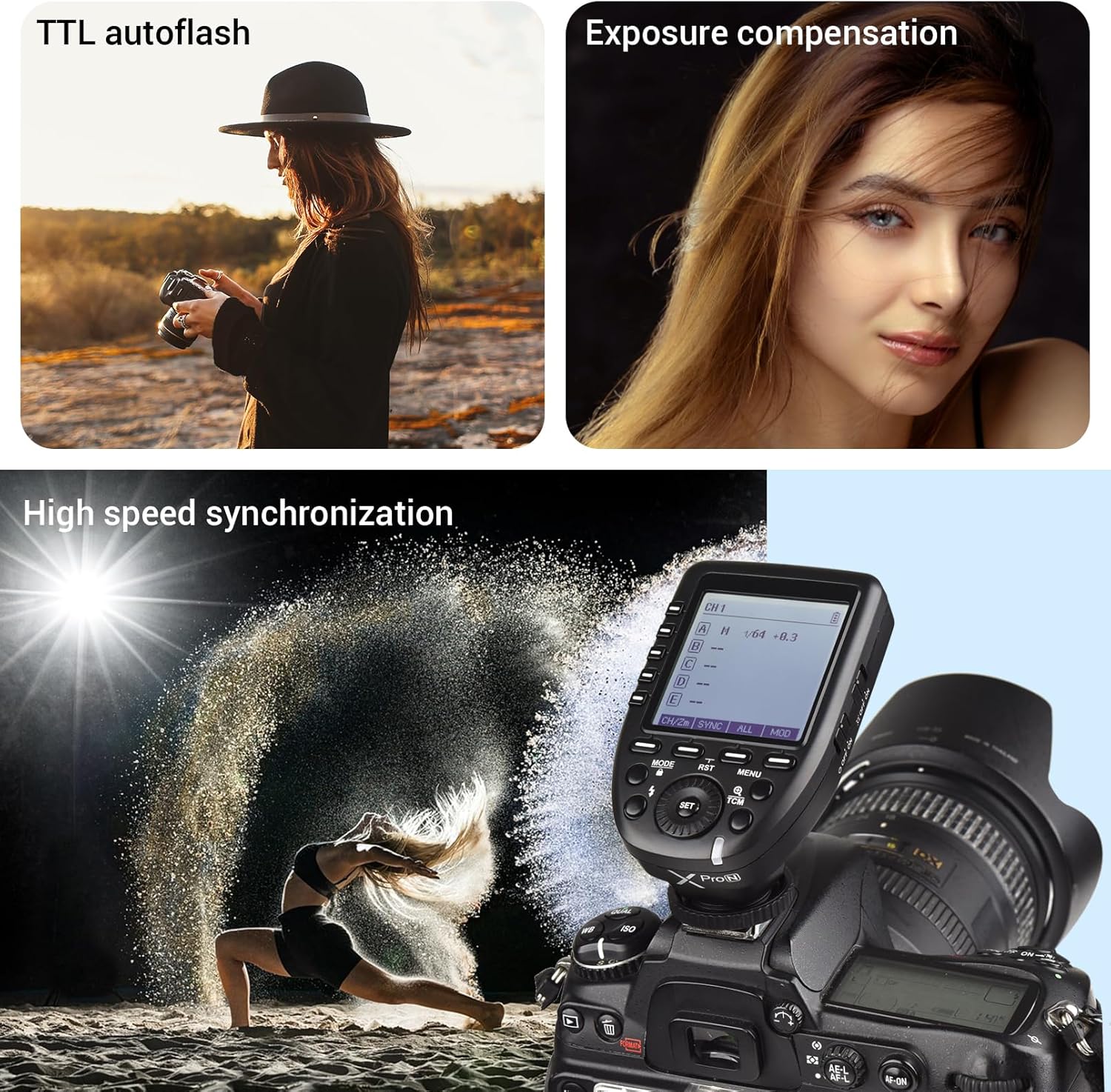 Godox XPro-N TTL Wireless Flash Trigger Transmitter Compatible for Nikon Cameras, 1/8000s HSS Trigger, Large Screen, 11 Customizable Functions, 16 Groups and 32 Channels