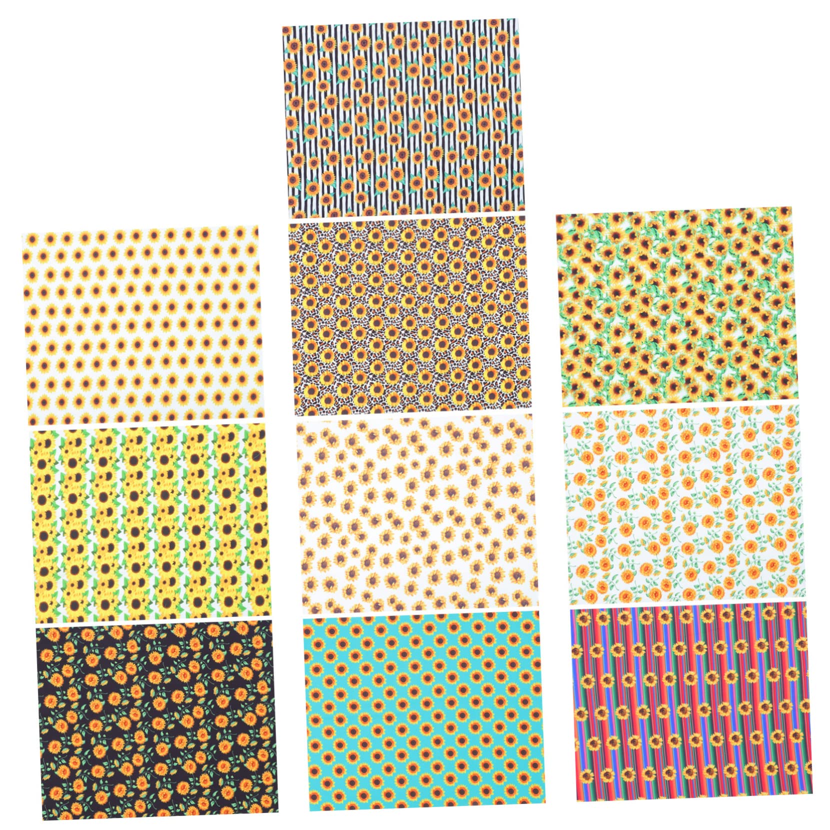 10hojas Tela De Algodón Estampado De Girasoles Para Patchwork y Manualidades Para Proyectos y Decoraciones Festejas