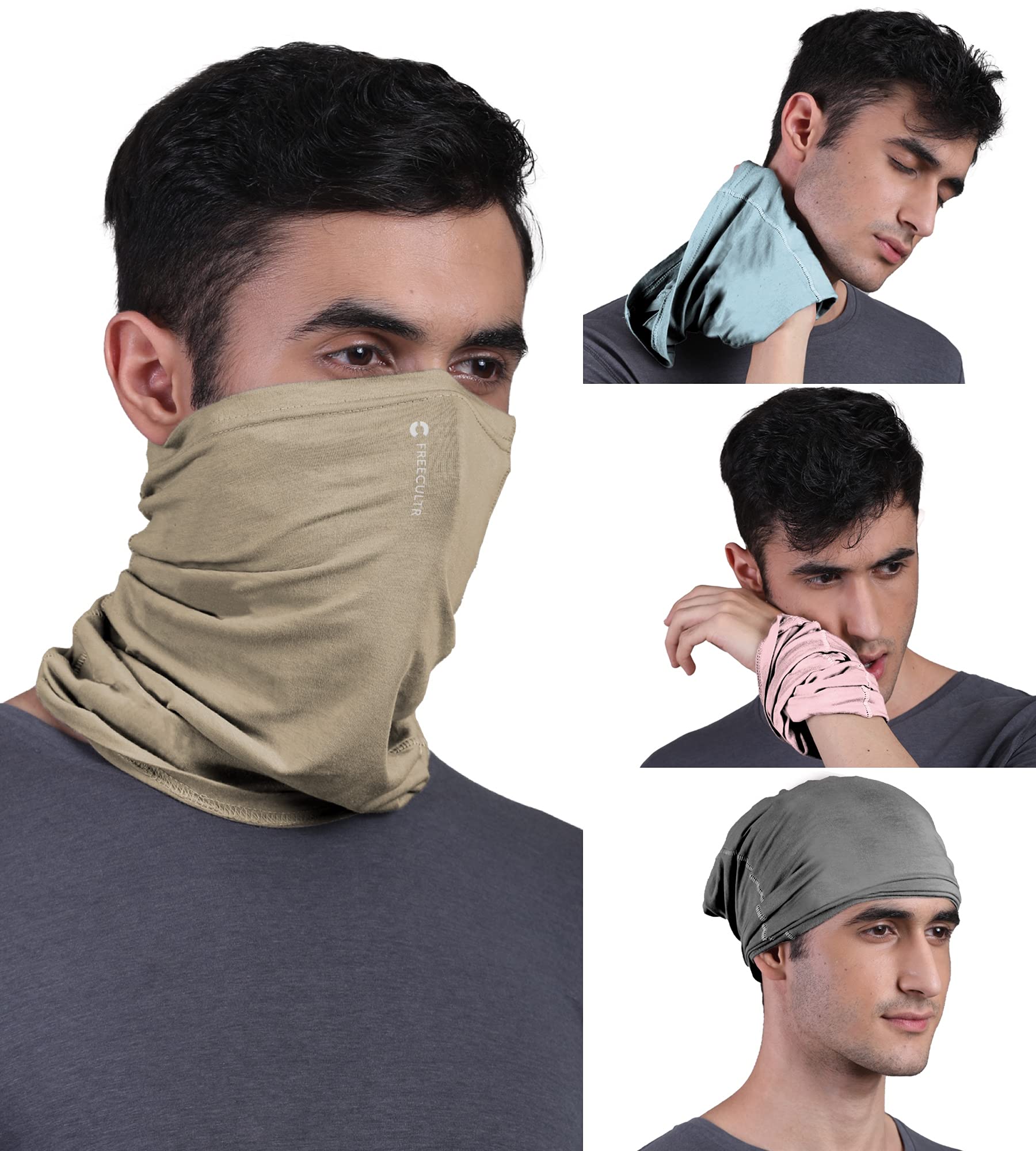 FREECULTR Unisex Bamboo Bandana, Anti Microbial Super Soft & Comfort Fit, Breathable Multipurpose Headband - Plain Pack of 4-Beach Sand,Chalk Blue,Charcoal,Pastle Peach (B09D9SL1FS) Amazon Price History, Amazon Price Tracker