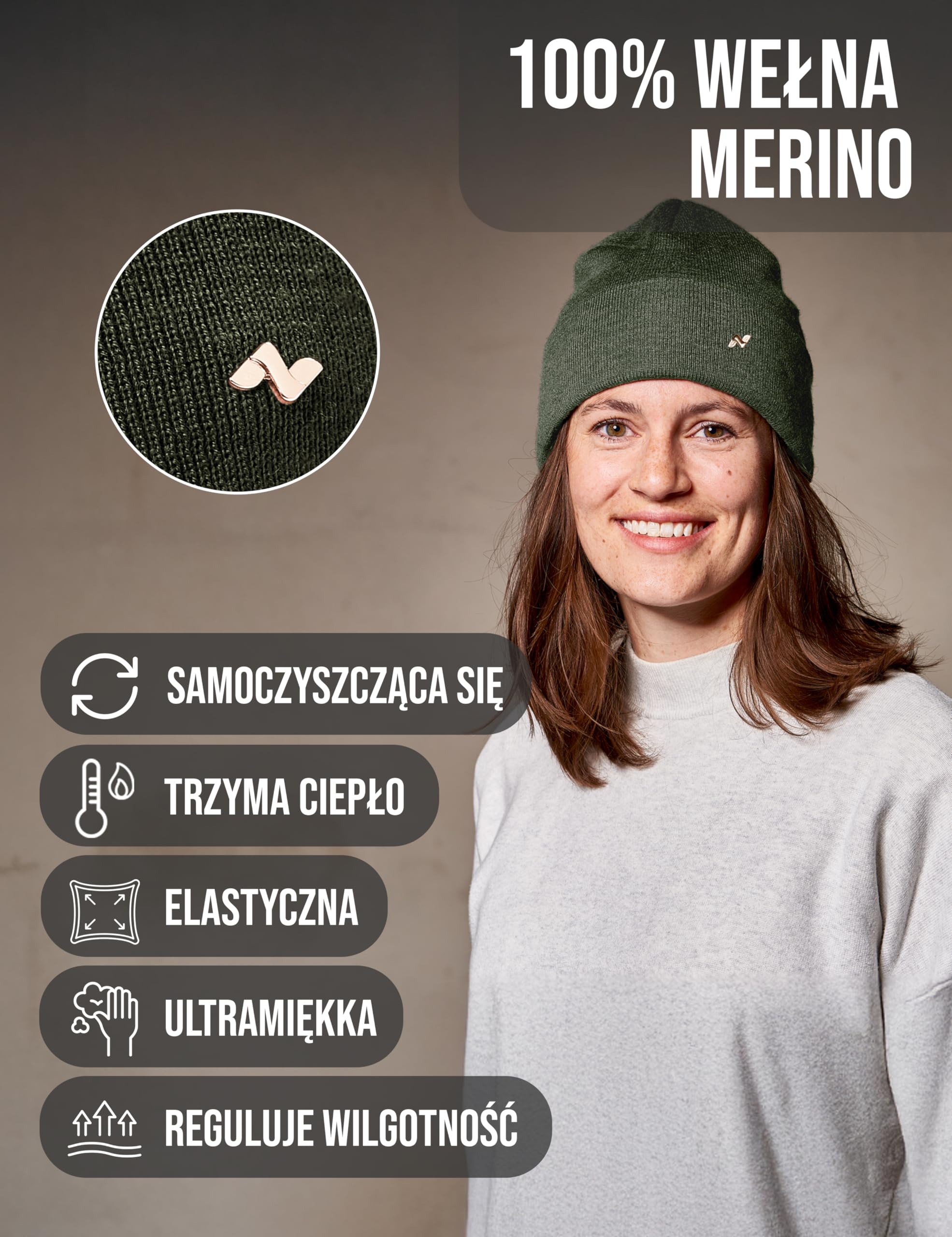 Czapka NYTTED® Merino wykonana w 100% z wełny merynosowej dla kobiet i mężczyzn – miękka i ciepła – czapka merynosowa/czapka zimowa/czapka wełniana/czapka dzianinowa
