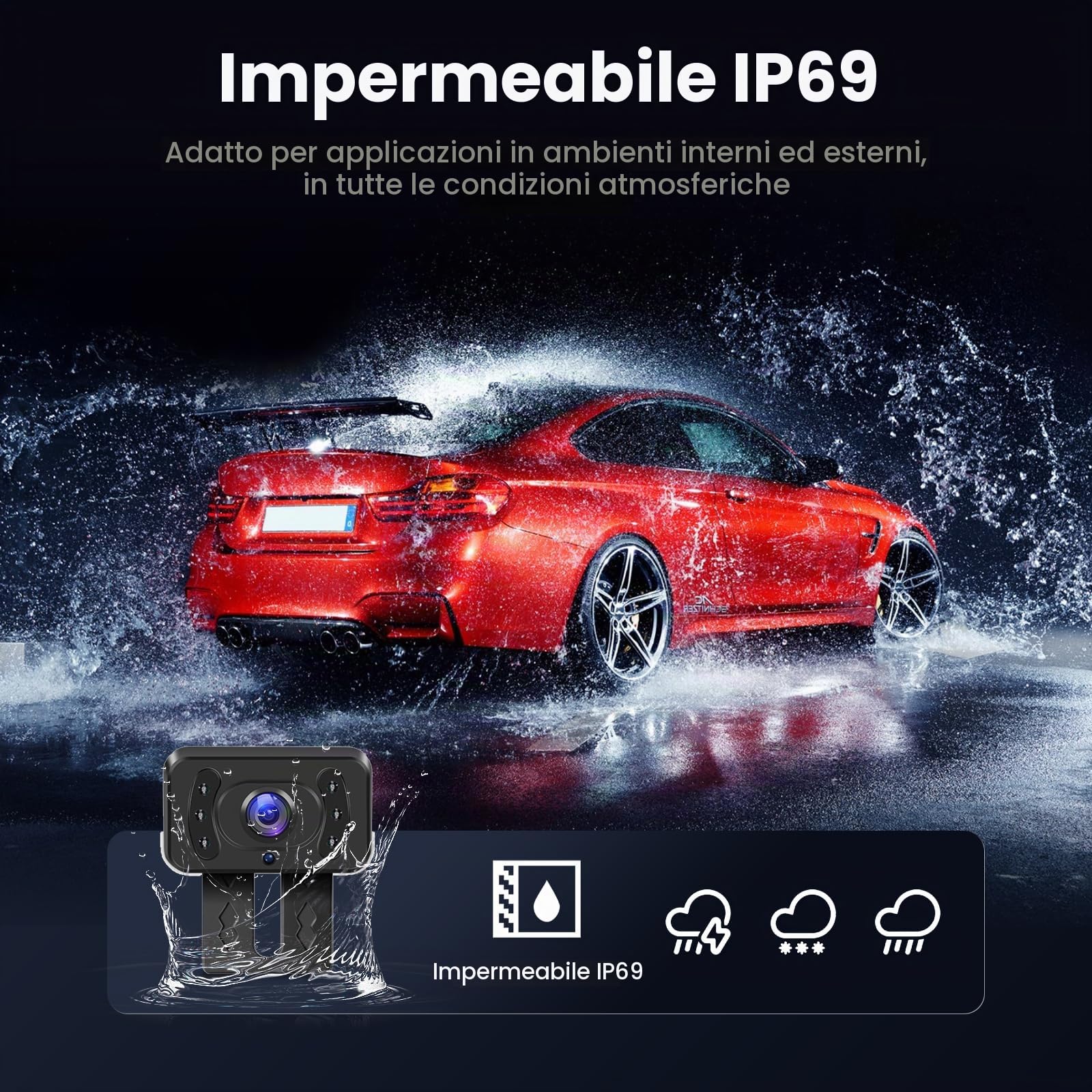 Kit Telecamera Retromarcia Senza Fili con 4,3'' IPS Monitor, Telecamera di Backup Impermeabile IP69 Segnali Digitali Stabili,Visione Notturna con Grandangolare, Telecamera per Auto/RV/Camper